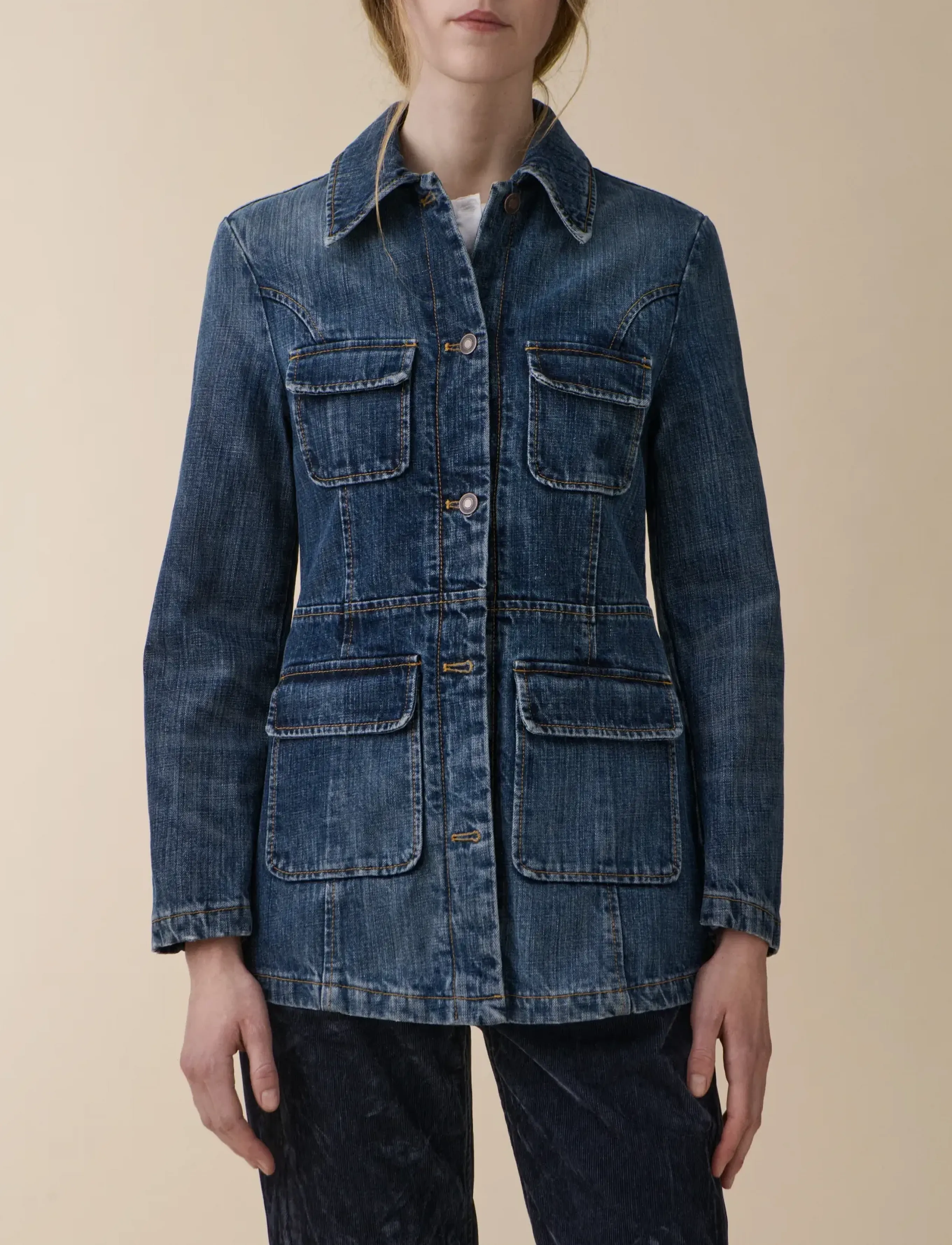 Jeanerica Agnes - Joped ja mantlid - DARK BLUE RIGHE / blue