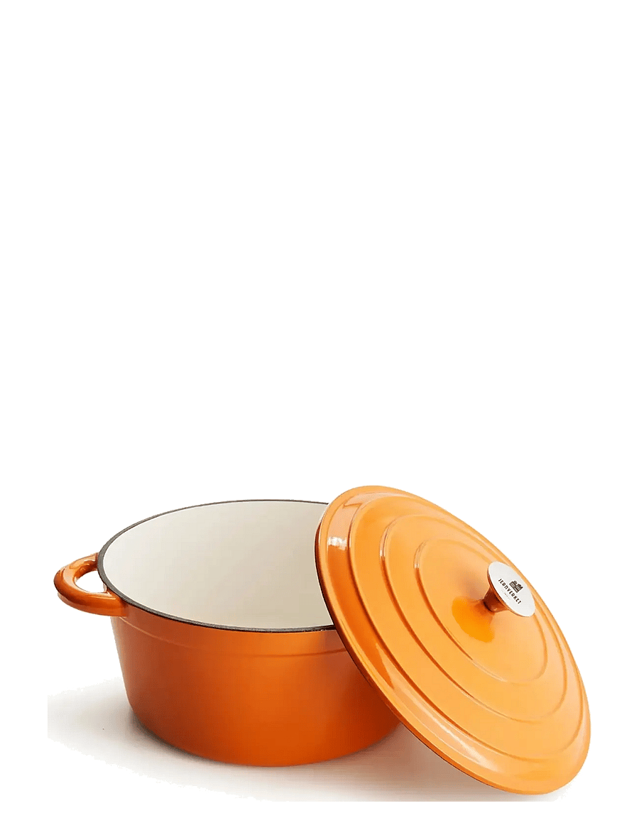 Jernverket - JERNVERKET LARGE CAST IRON CASSEROLE 7 L ORANGE - gusseisen töpfe - orange - 1