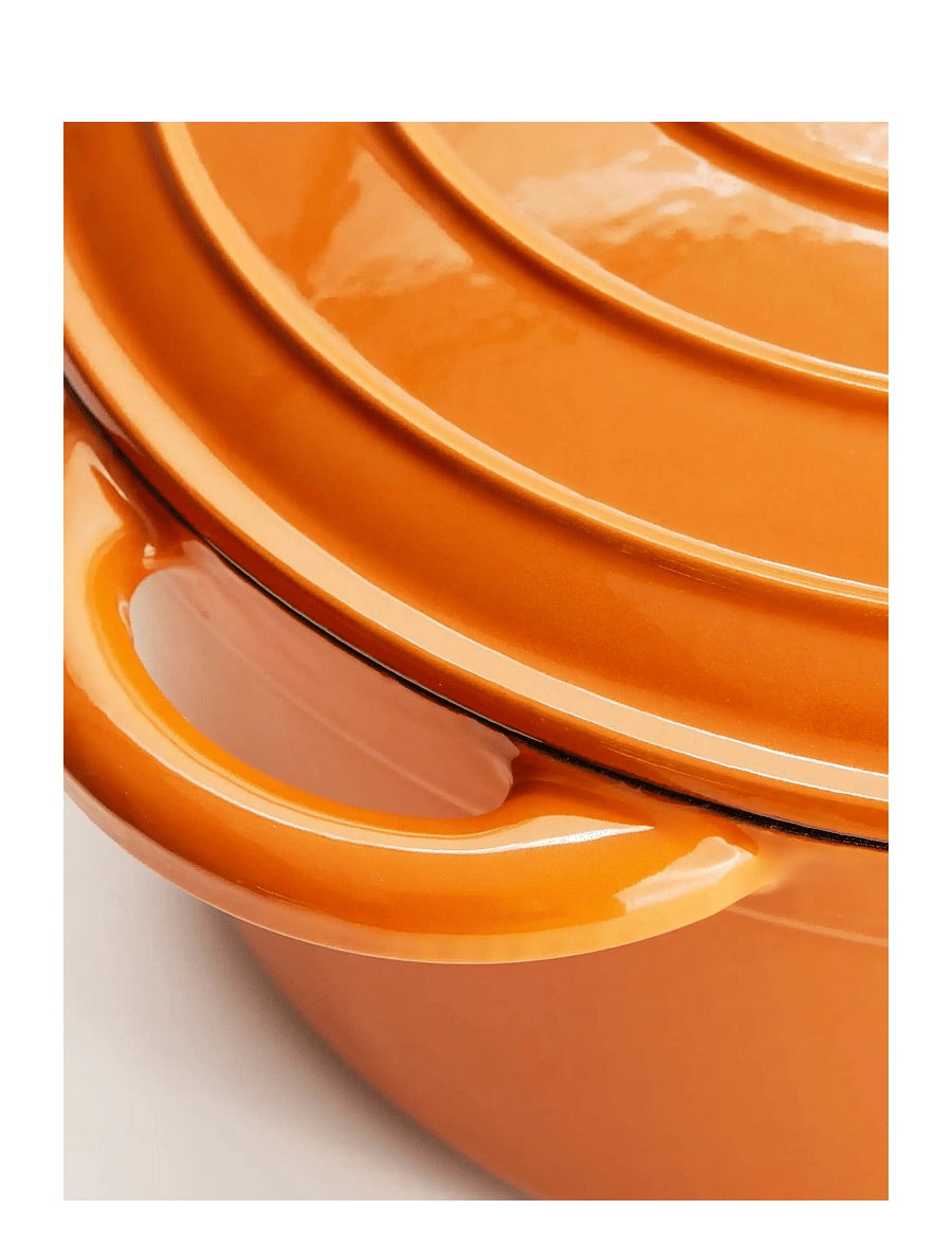 Jernverket - JERNVERKET LARGE CAST IRON CASSEROLE 7 L ORANGE - gusseisen töpfe - orange - 2