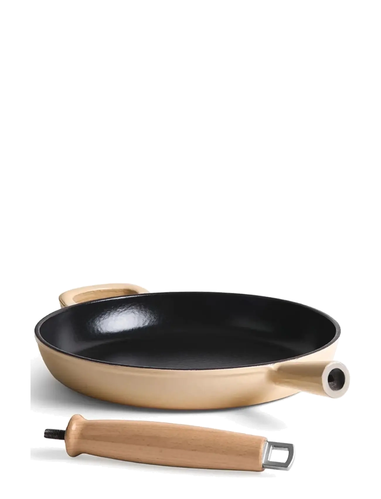 Jernverket - JERNVERKET FRYING PAN 28 CM WITH WOOD HANDLE CREAM WHITE - cream white - 2