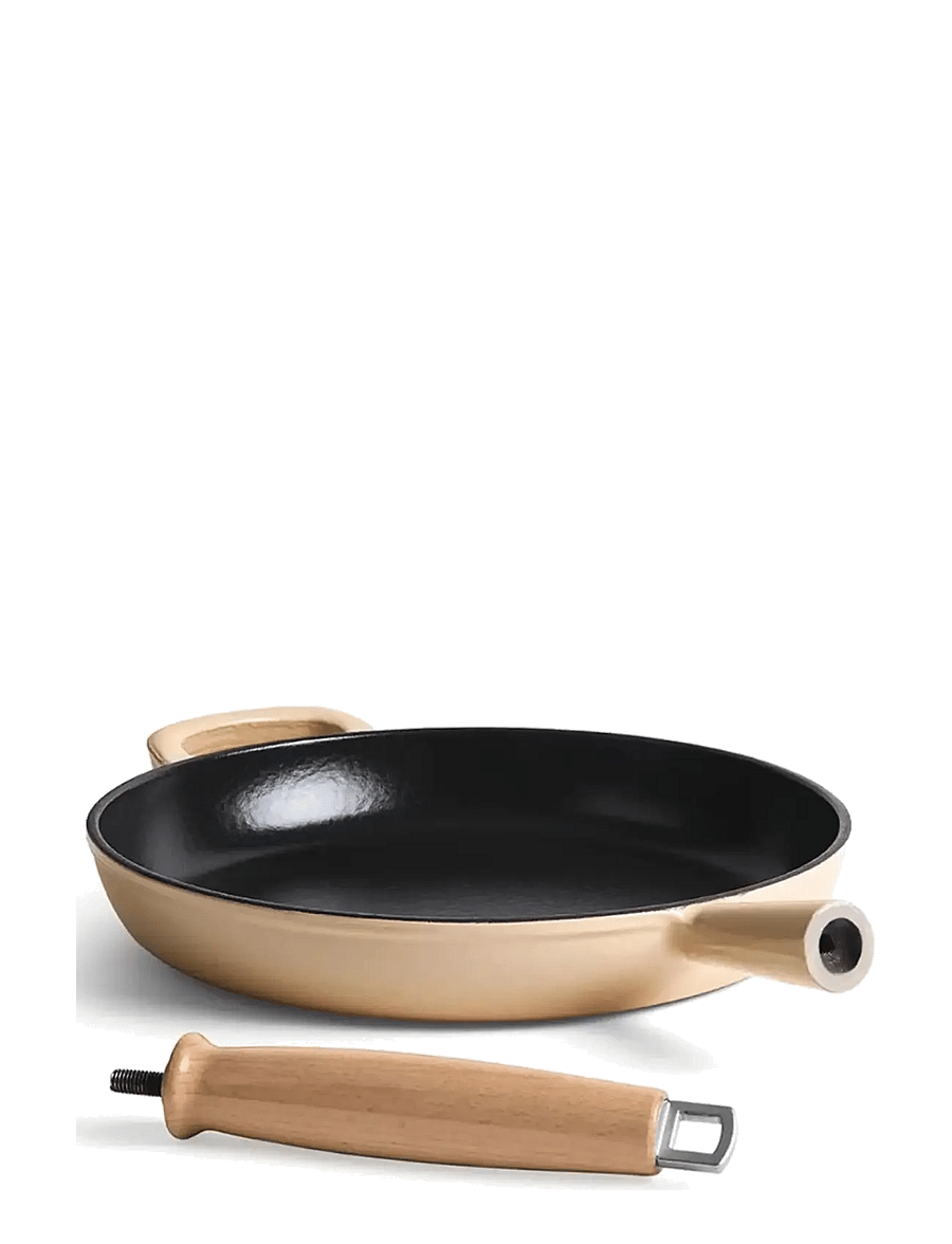 Jernverket - JERNVERKET FRYING PAN 28 CM WITH WOOD HANDLE CREAM WHITE - cream white - 2