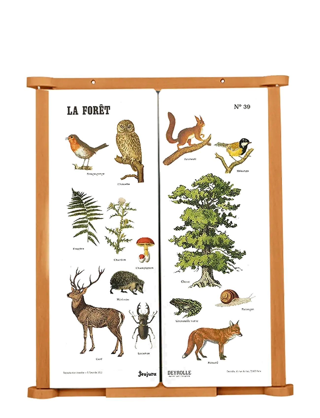JeuJura - Blackboard - Wall Triptych 82 cm - Forest Deyrolle - teikniborð - brown - 1
