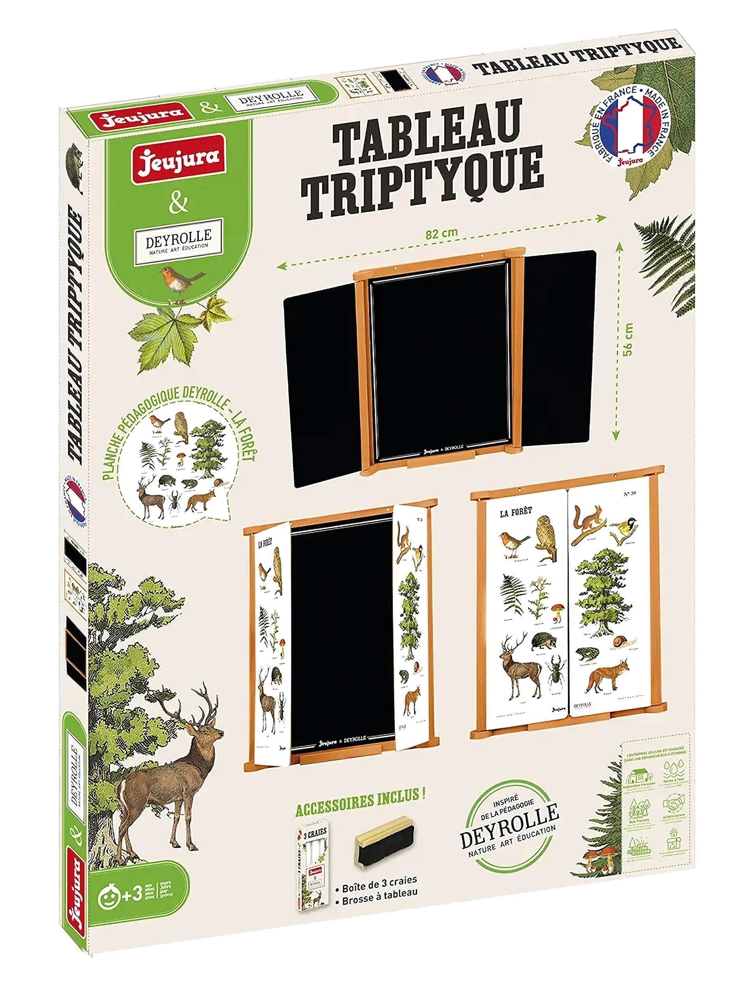 JeuJura - Blackboard - Wall Triptych 82 cm - Forest Deyrolle - teikniborð - brown - 3