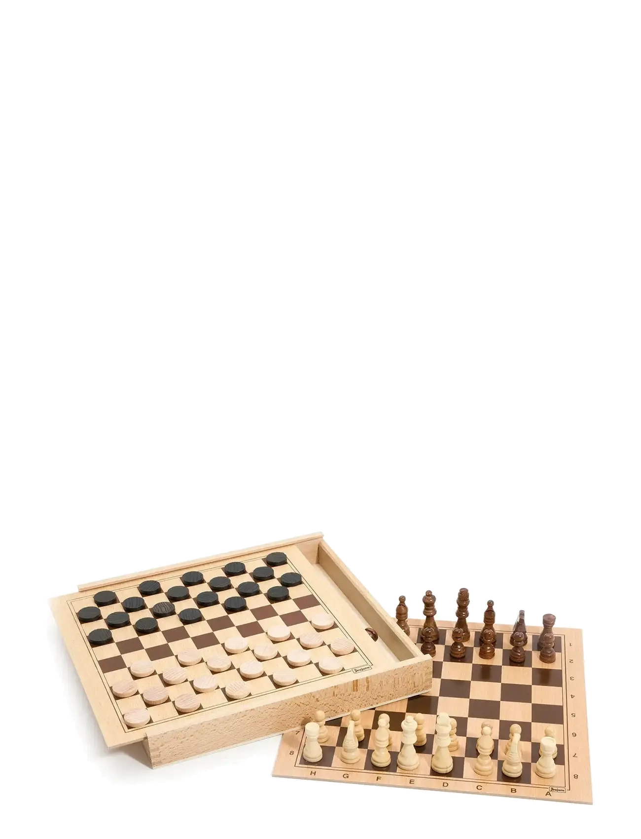 JeuJura Game Chess & Checkers, One Size, Games, Braun - Board Kinder