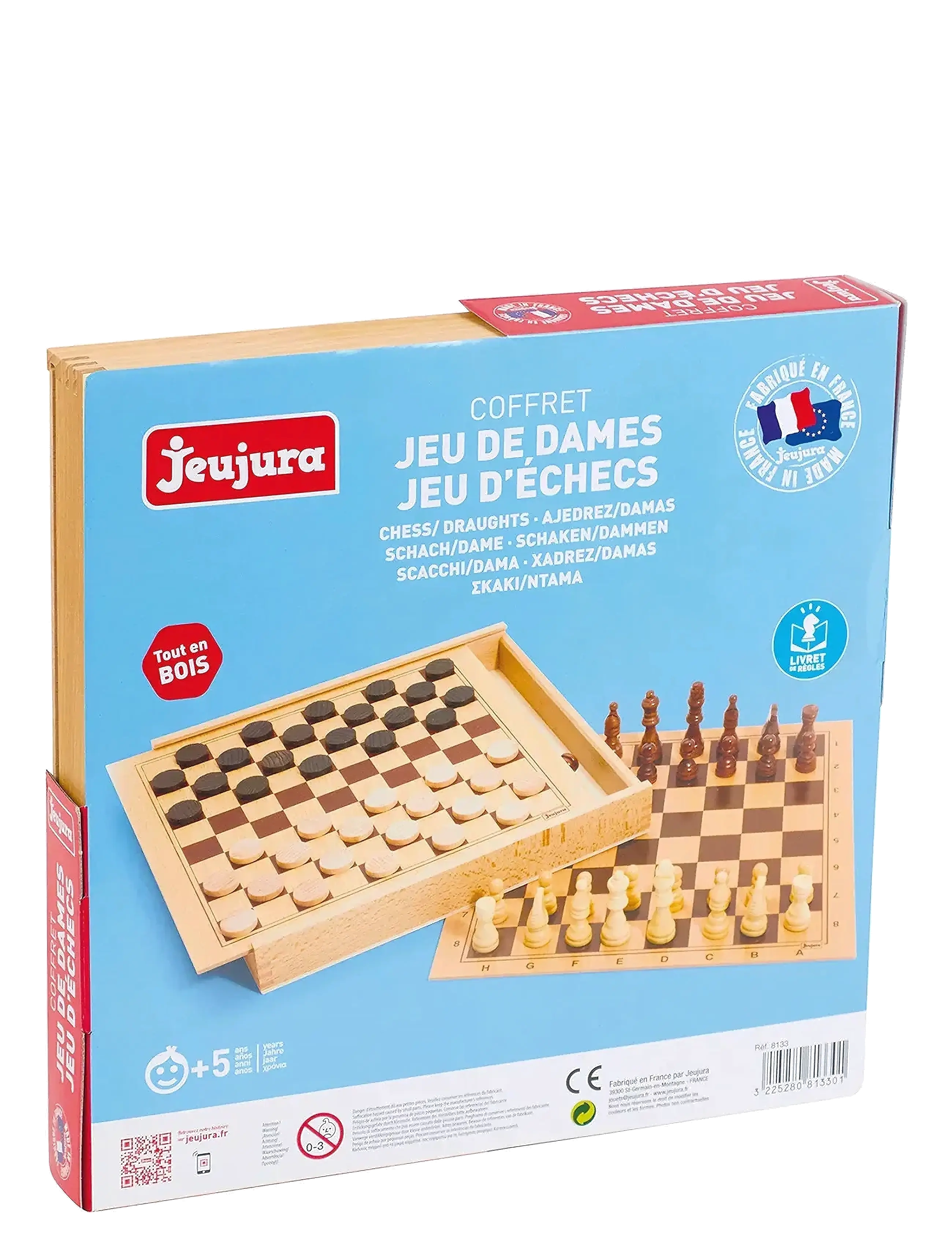 JeuJura - Game - Chess & Checkers - brætspil - brown - 2