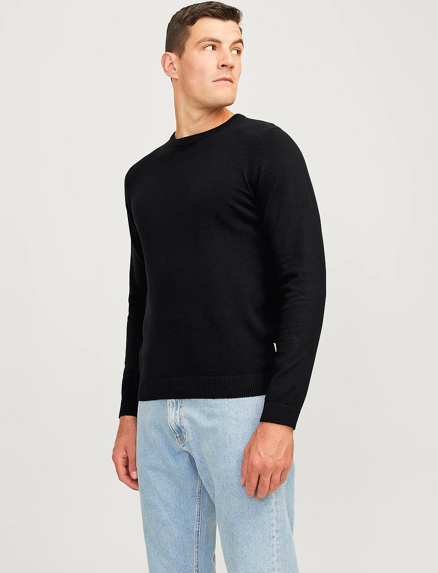 JJ REBEL - JREBCALLUM KNIT CREW NECK NOOS - black - 0
