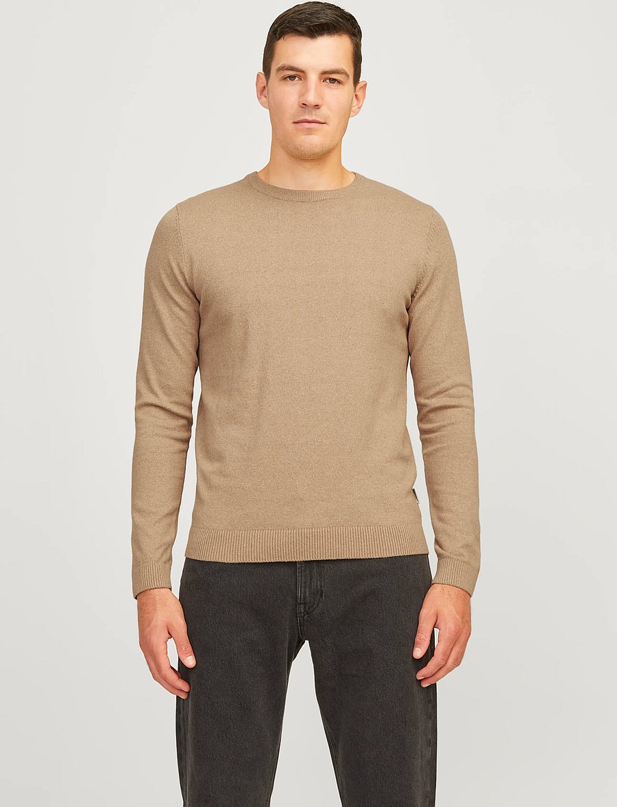 JJ REBEL - JREBCALLUM KNIT CREW NECK NOOS - Ümara kaelusega - crockery - 0