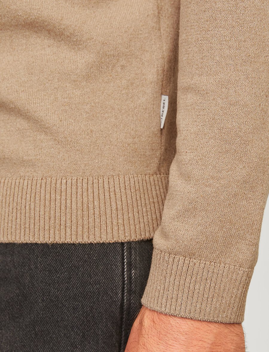 JJ REBEL - JREBCALLUM KNIT CREW NECK NOOS - Ümara kaelusega - crockery - 5