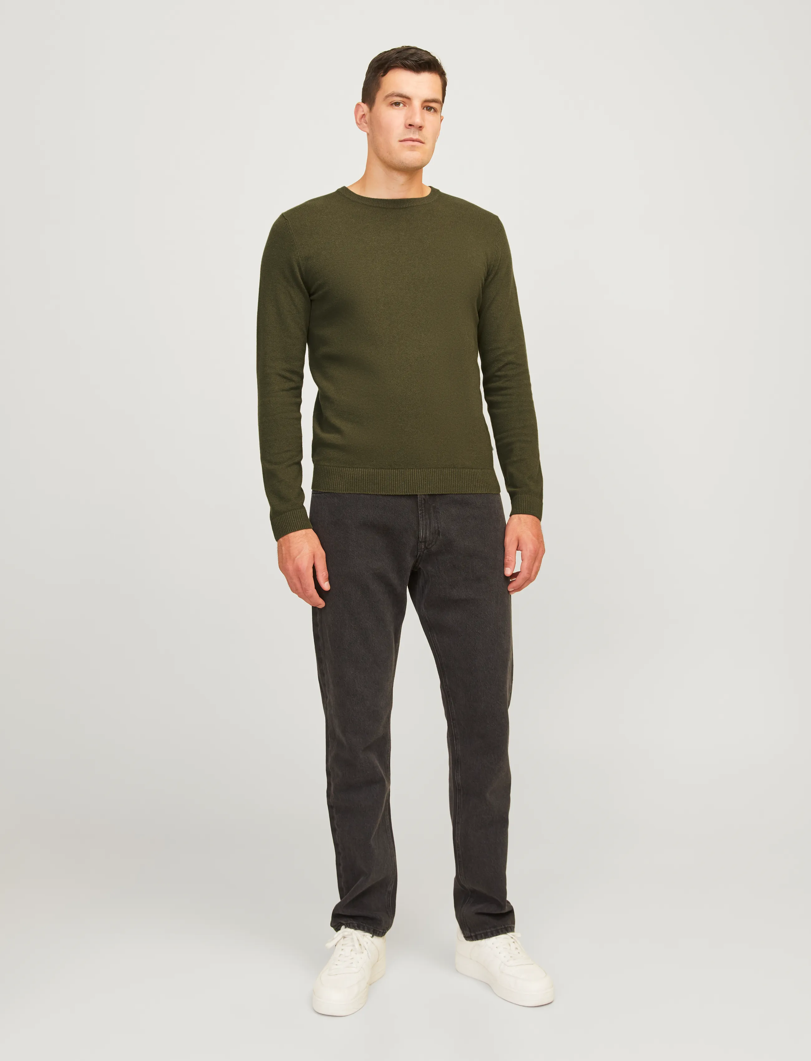 JJ REBEL - JREBCALLUM KNIT CREW NECK NOOS - laveste priser - forest night - 4