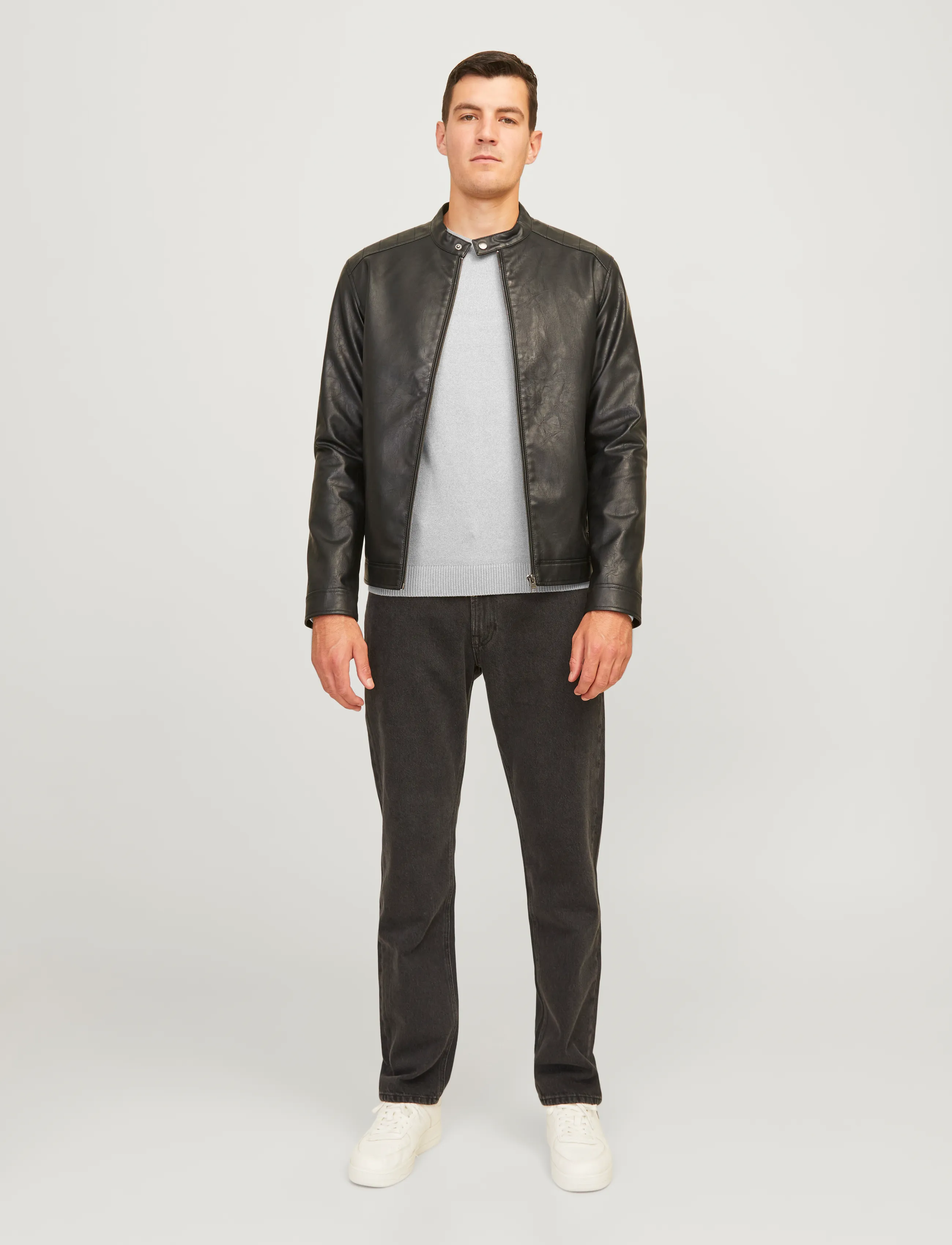 JJ REBEL - JREBCALLUM KNIT CREW NECK NOOS - laveste priser - light grey melange - 4