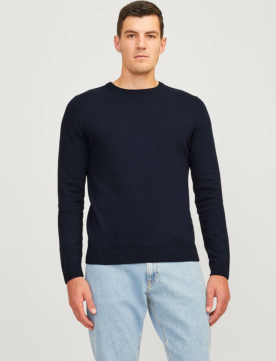 JJ REBEL - JREBCALLUM KNIT CREW NECK NOOS - Ümara kaelusega - navy blazer - 0