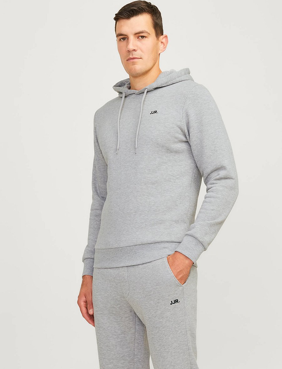 JJ REBEL - JREBREBEL LOGO SWEAT HOOD NOOS - light grey melange - 0