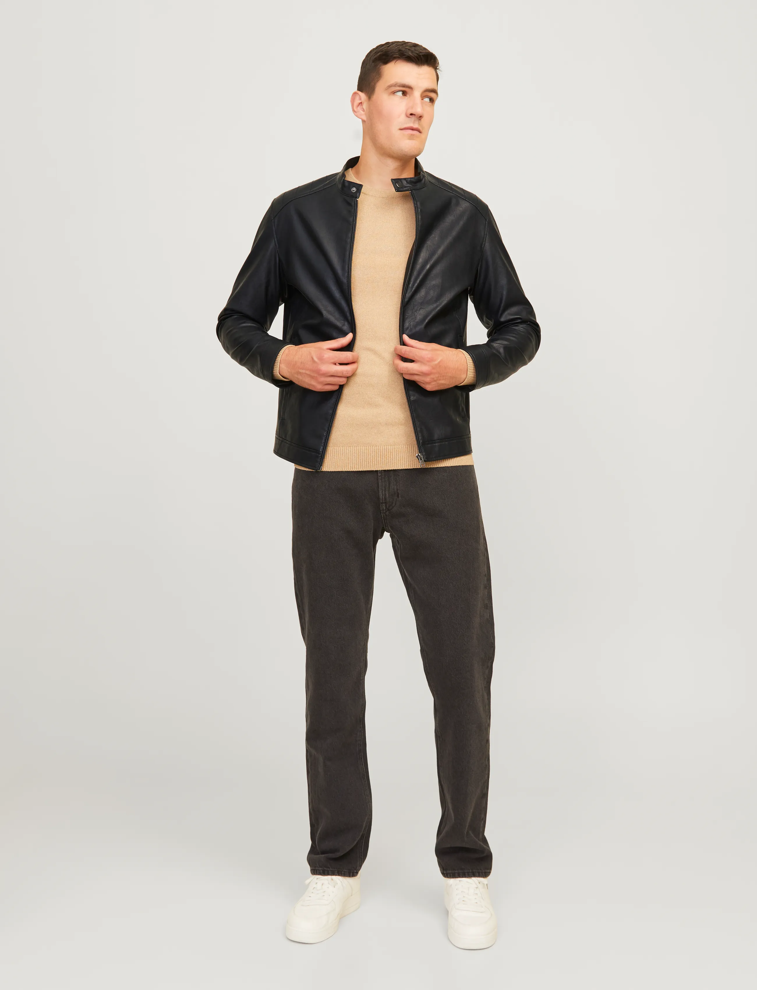 JJ REBEL - JREBCALEB PU JACKET NOOS - Üleriided - black - 4
