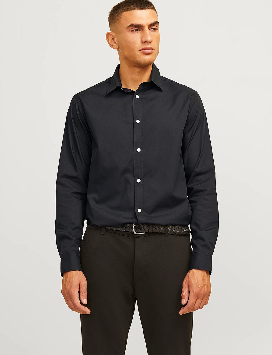 JJ REBEL - JREBGAVIN SOLID SHIRT LS NOOS - black - 0