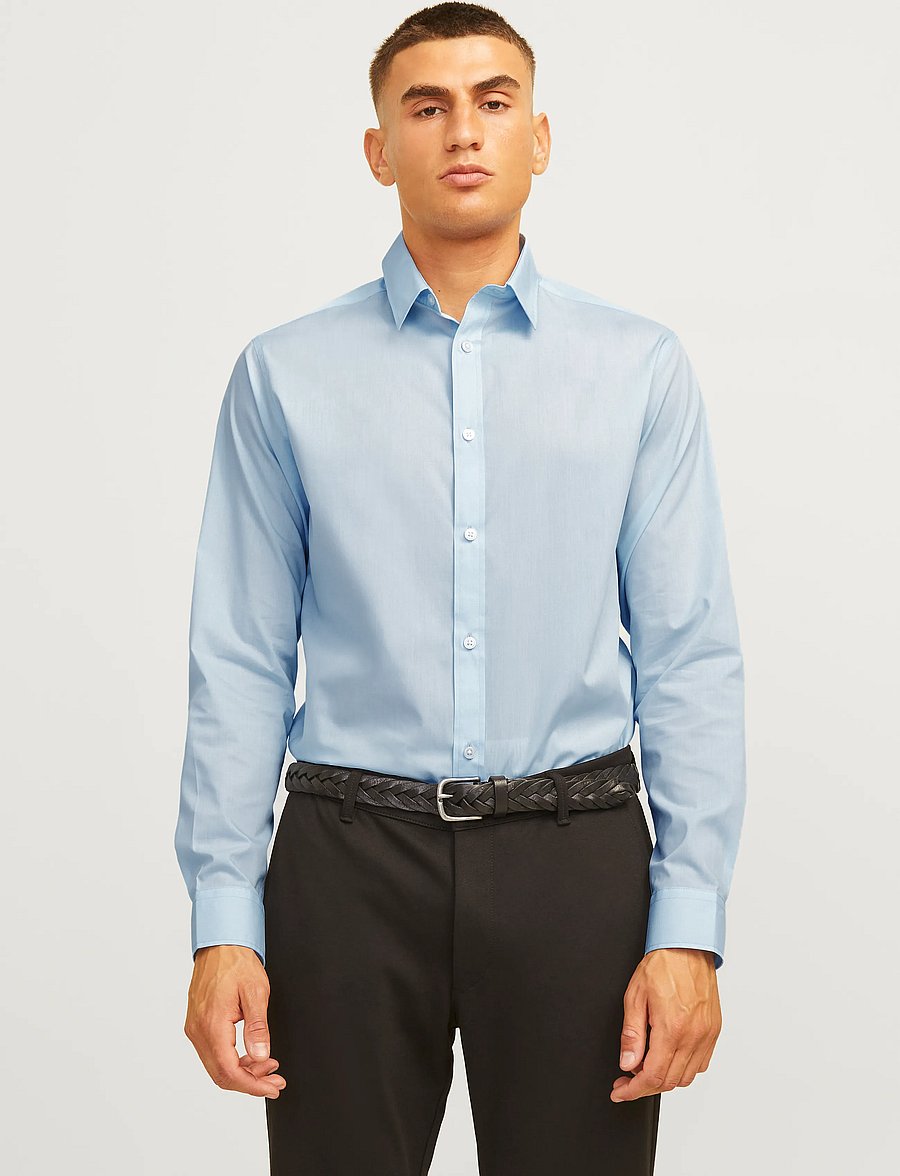 JJ REBEL - JREBGAVIN SOLID SHIRT LS NOOS - cashmere blue - 0