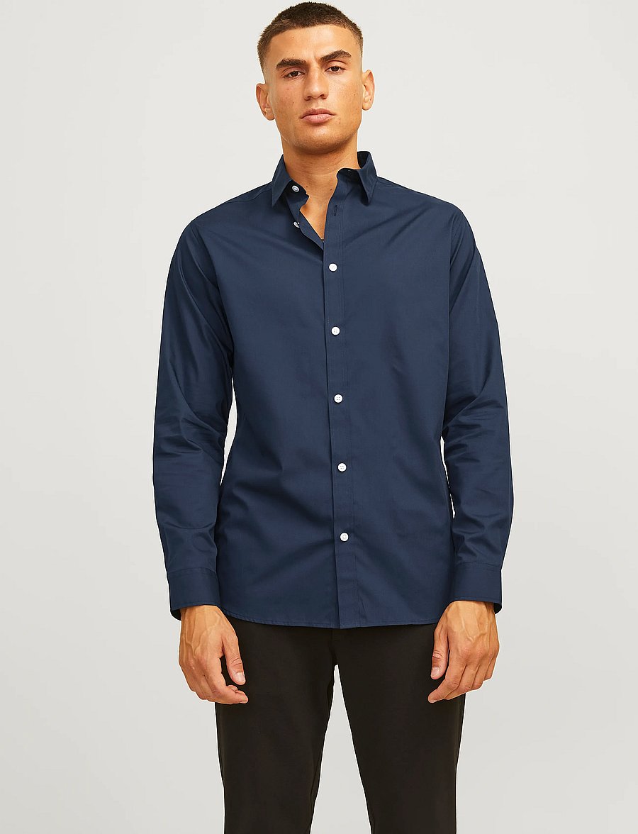 JJ REBEL - JREBGAVIN SOLID SHIRT LS NOOS - sky captain - 0