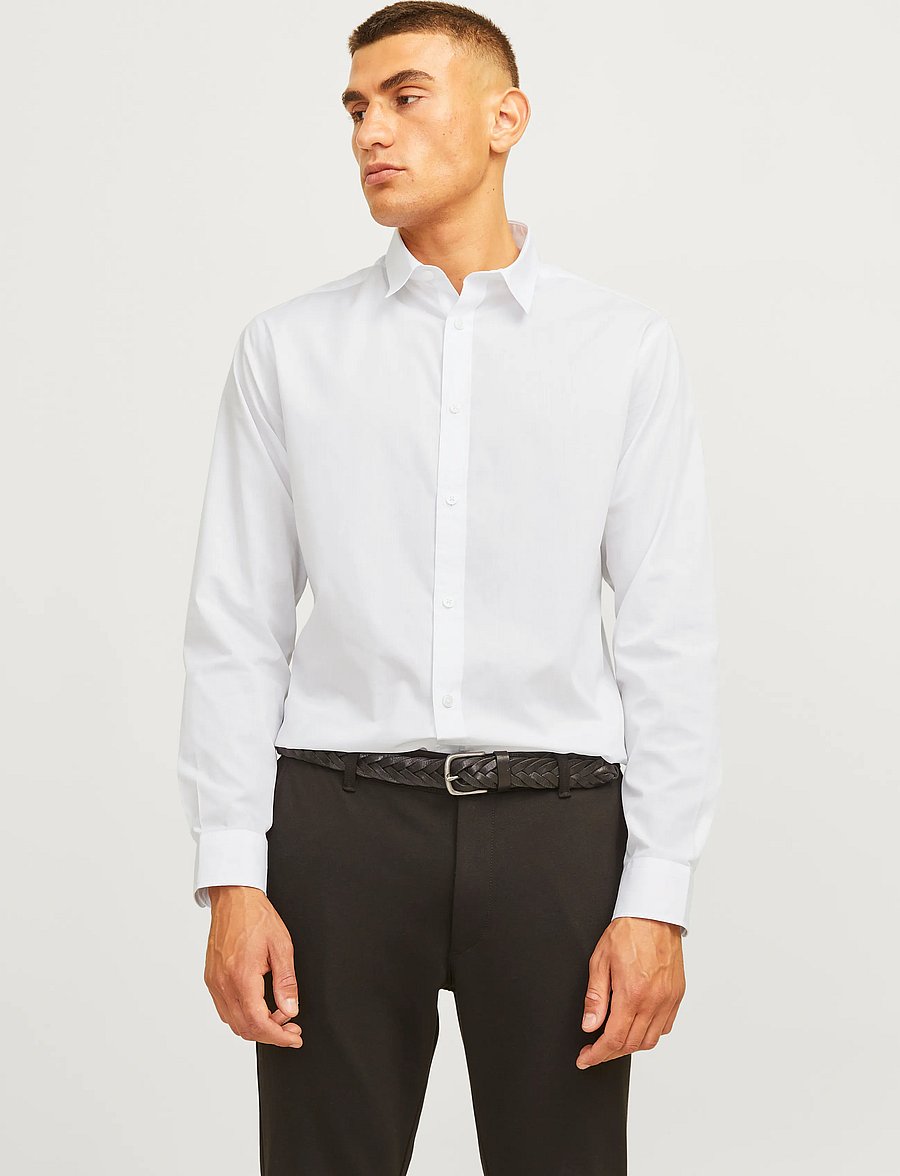 JJ REBEL - JREBGAVIN SOLID SHIRT LS NOOS - white - 0