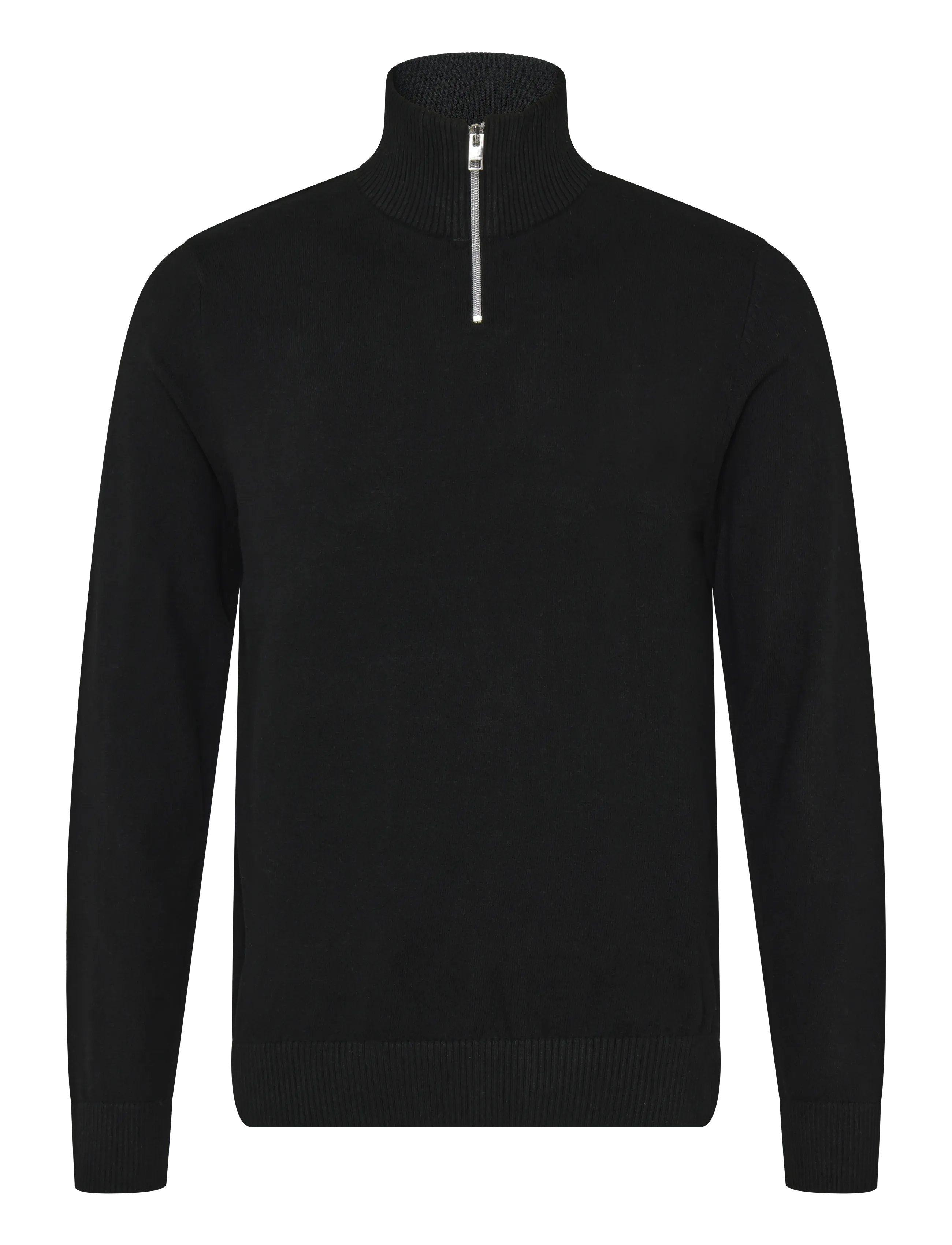 JJ REBEL JREBCALLUM KNIT HALF ZIP SN - Strik - BLACK / black