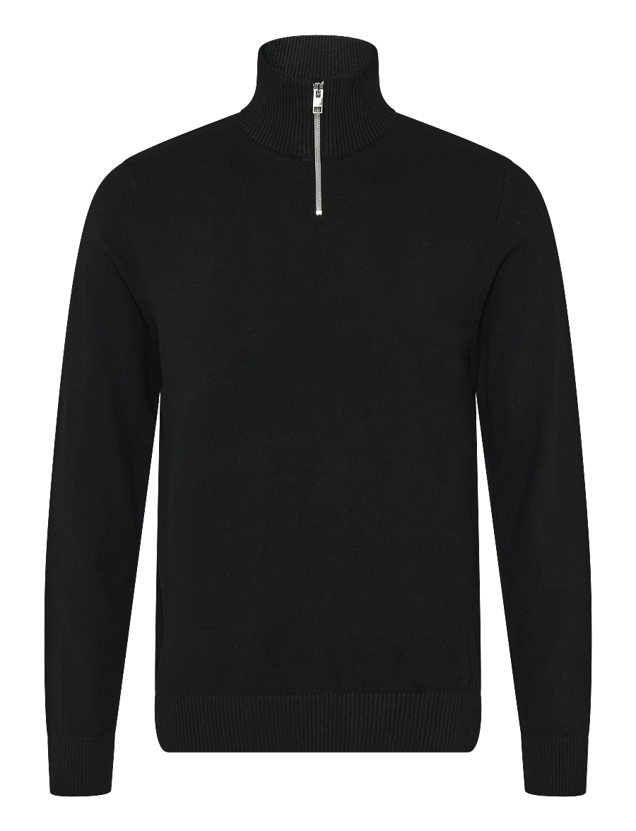 JJ REBEL - JREBCALLUM KNIT HALF ZIP SN - poolpika lukuga džemprid - black - 1
