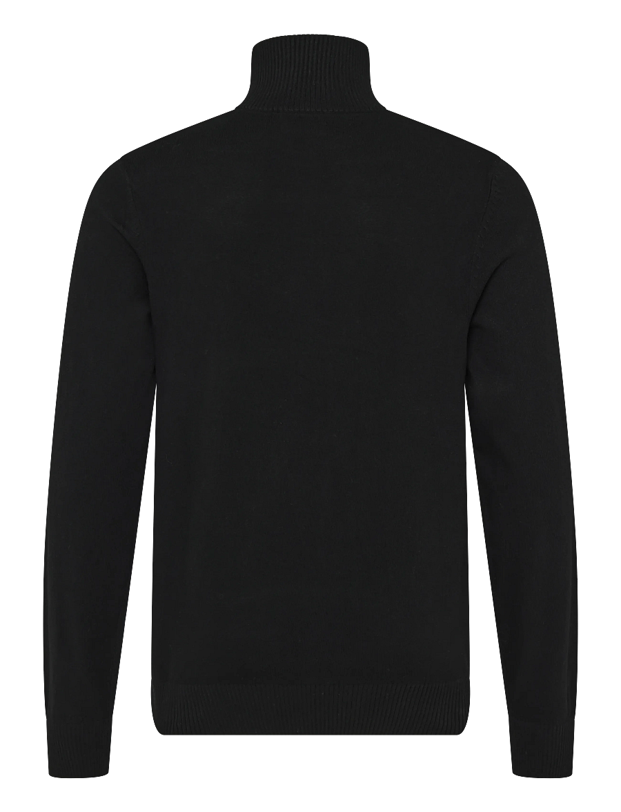 JJ REBEL - JREBCALLUM KNIT HALF ZIP SN - poolpika lukuga džemprid - black - 2