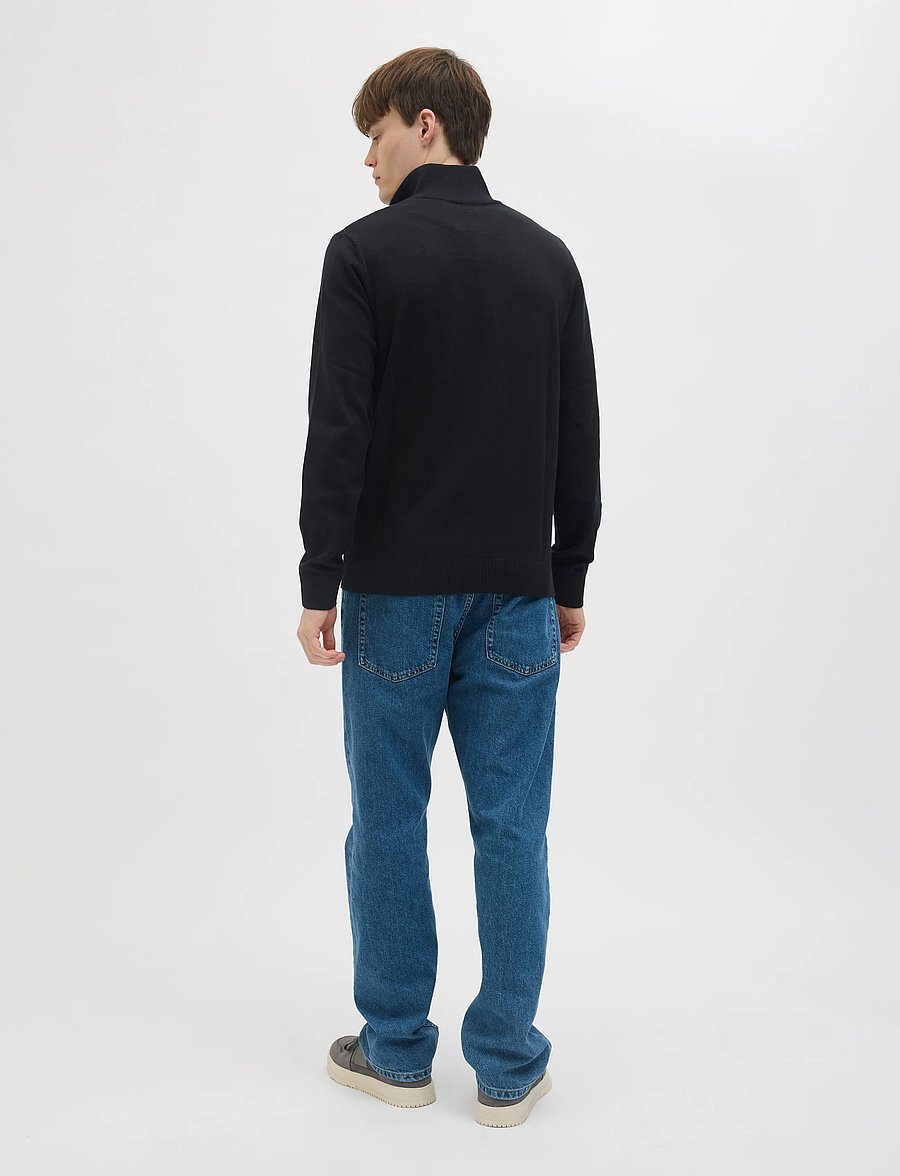 JJ REBEL - JREBCALLUM KNIT HALF ZIP SN - poolpika lukuga džemprid - black - 3