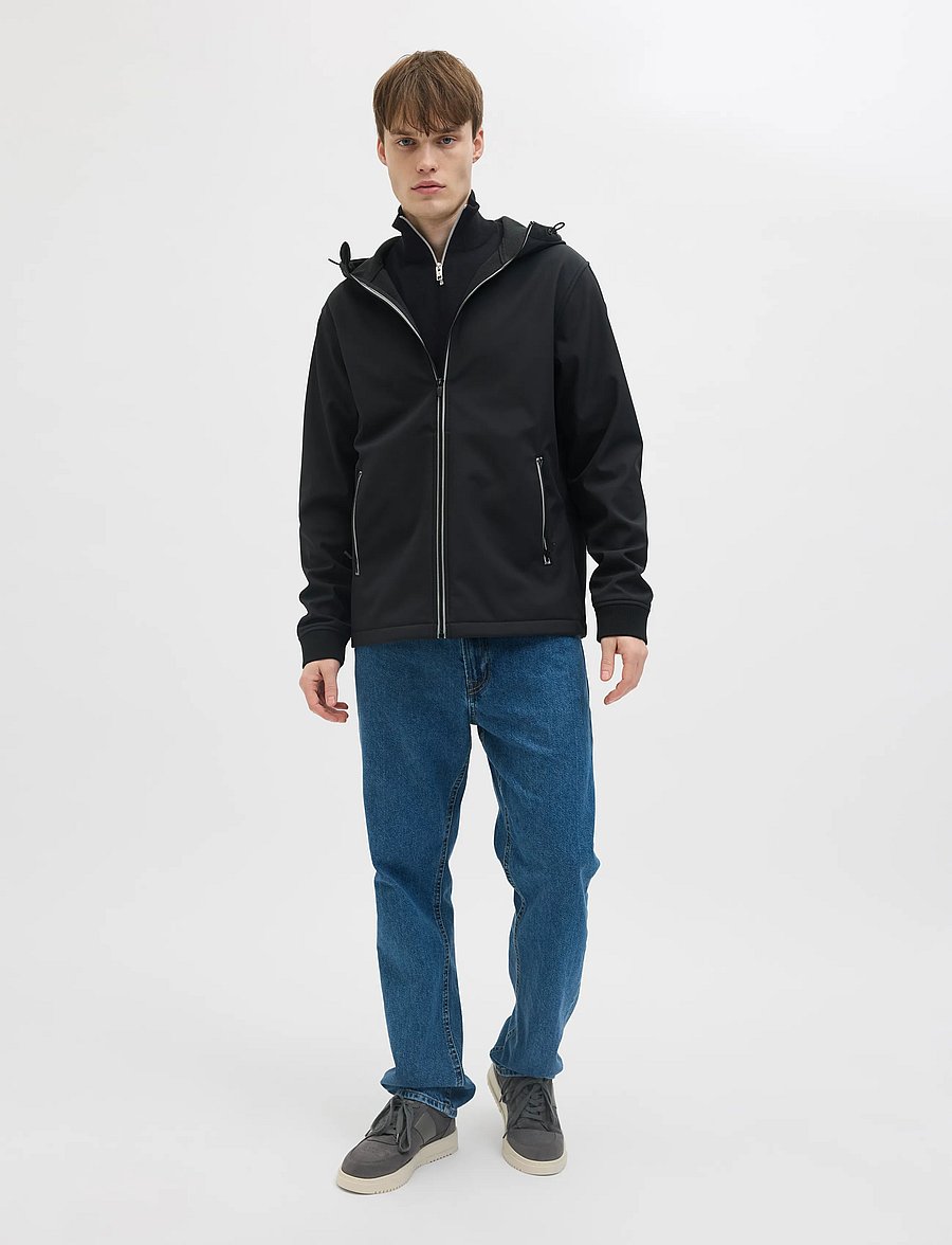 JJ REBEL - JREBCALLUM KNIT HALF ZIP SN - poolpika lukuga džemprid - black - 4