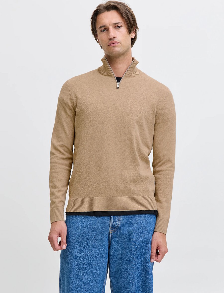 JJ REBEL - JREBCALLUM KNIT HALF ZIP SN - crockery - 0