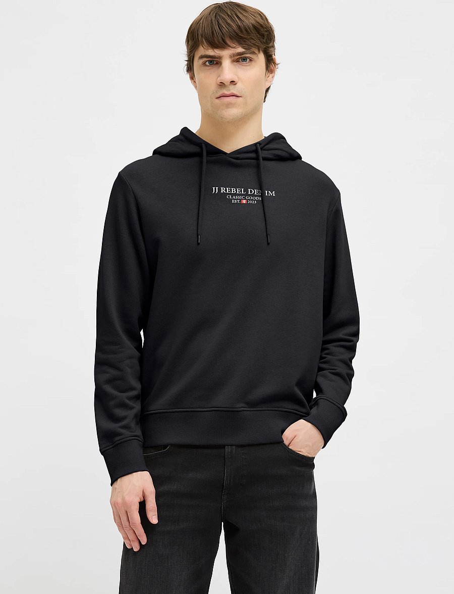JJ REBEL - JREBJEANS REBEL PRINT SWEAT HOOD SN - kapuutsiga pusad - black - 0