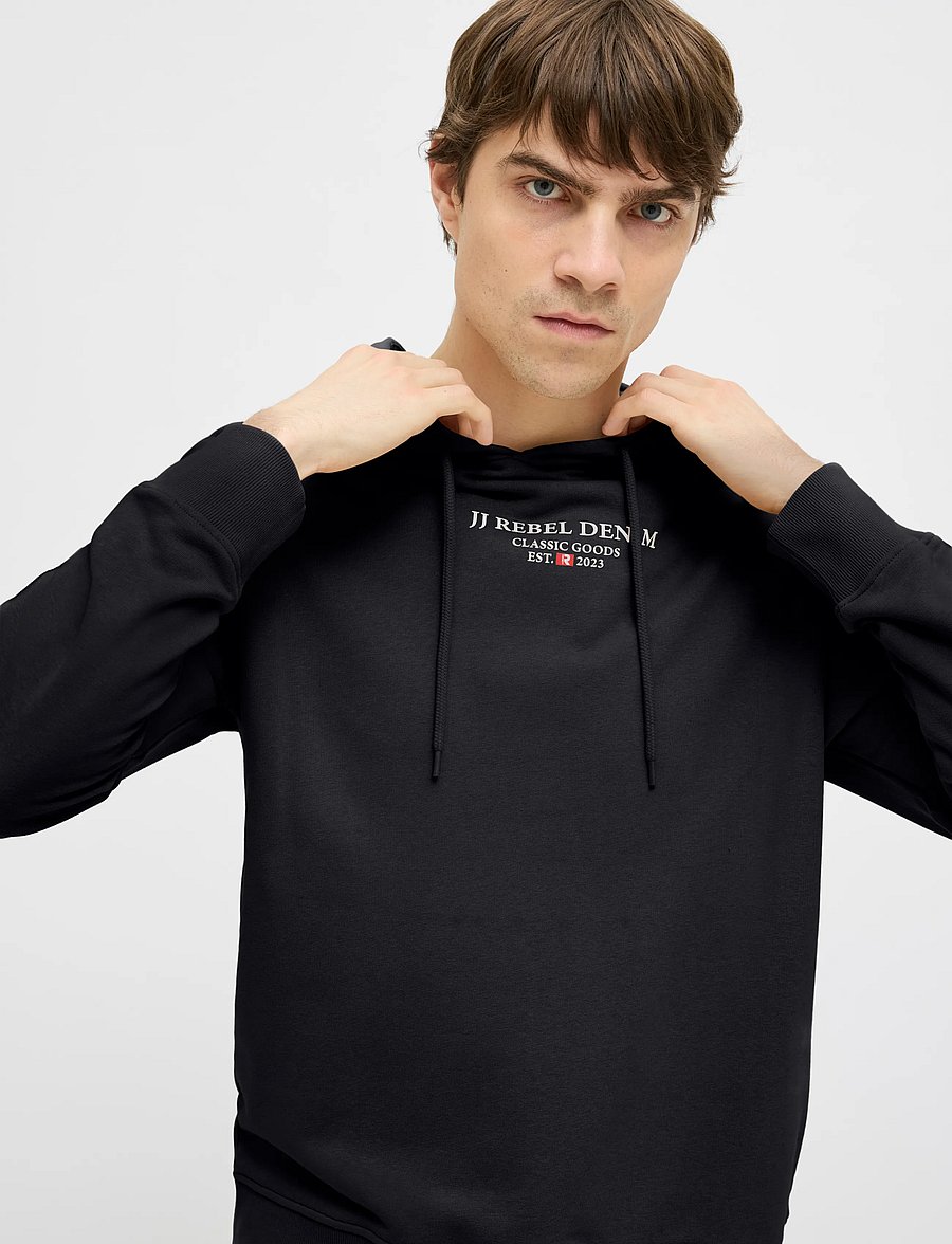 JJ REBEL - JREBJEANS REBEL PRINT SWEAT HOOD SN - kapuutsiga pusad - black - 5