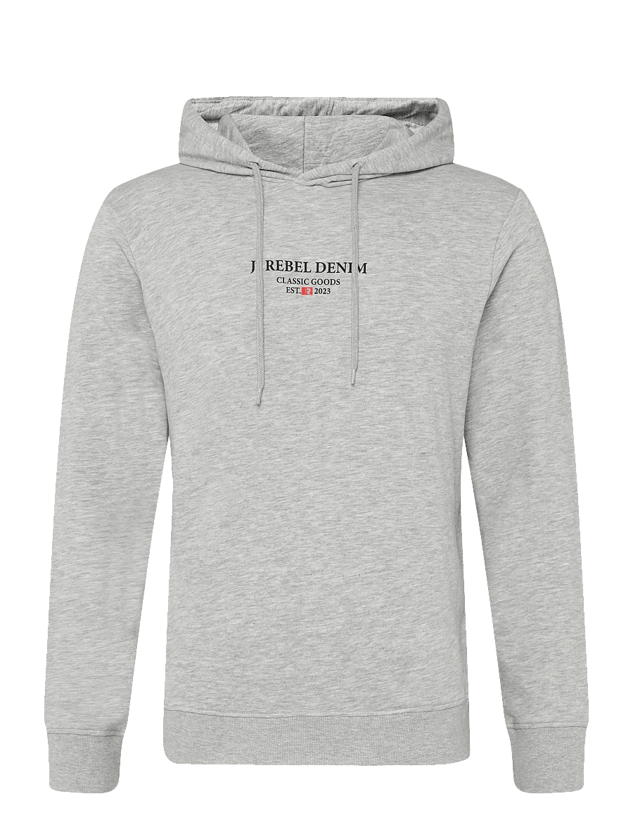 JJ REBEL - JREBJEANS REBEL PRINT SWEAT HOOD SN - light grey melange - 1
