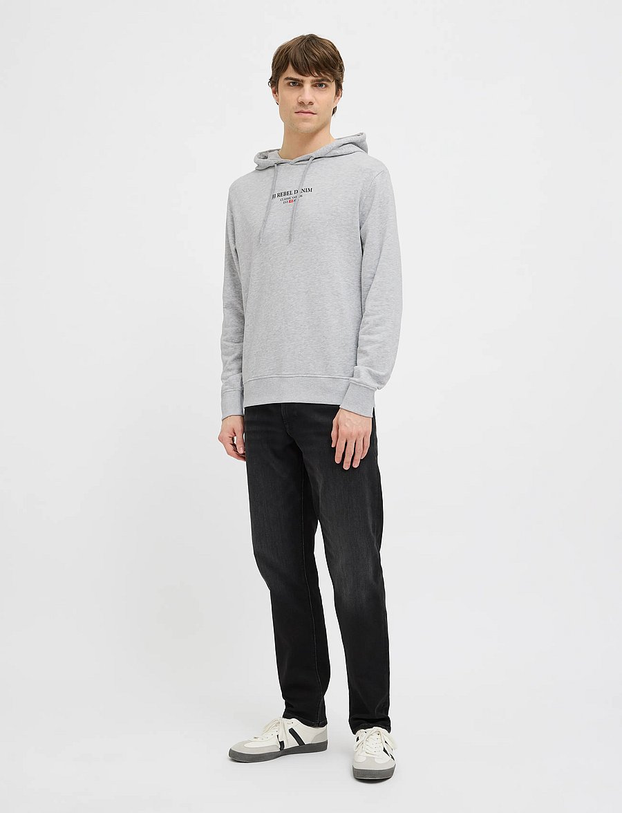JJ REBEL - JREBJEANS REBEL PRINT SWEAT HOOD SN - light grey melange - 4