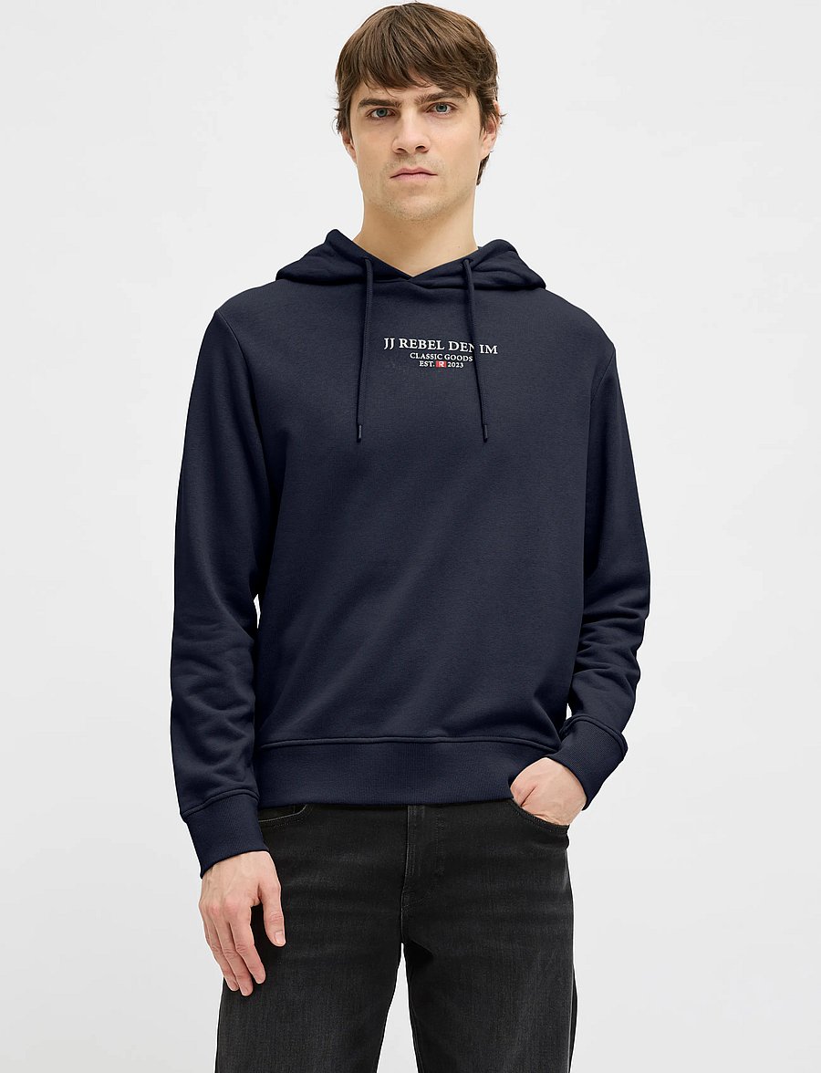 JJ REBEL - JREBJEANS REBEL PRINT SWEAT HOOD SN - sky captain - 0