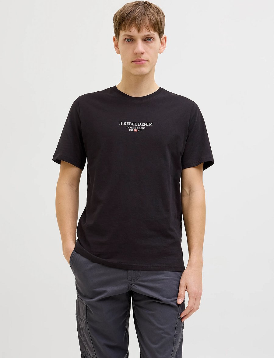 JJ REBEL - JREBJEANS REBEL PRINT TEE SS O-NECK SN - lühikeste varrukatega t-särgid - black - 0