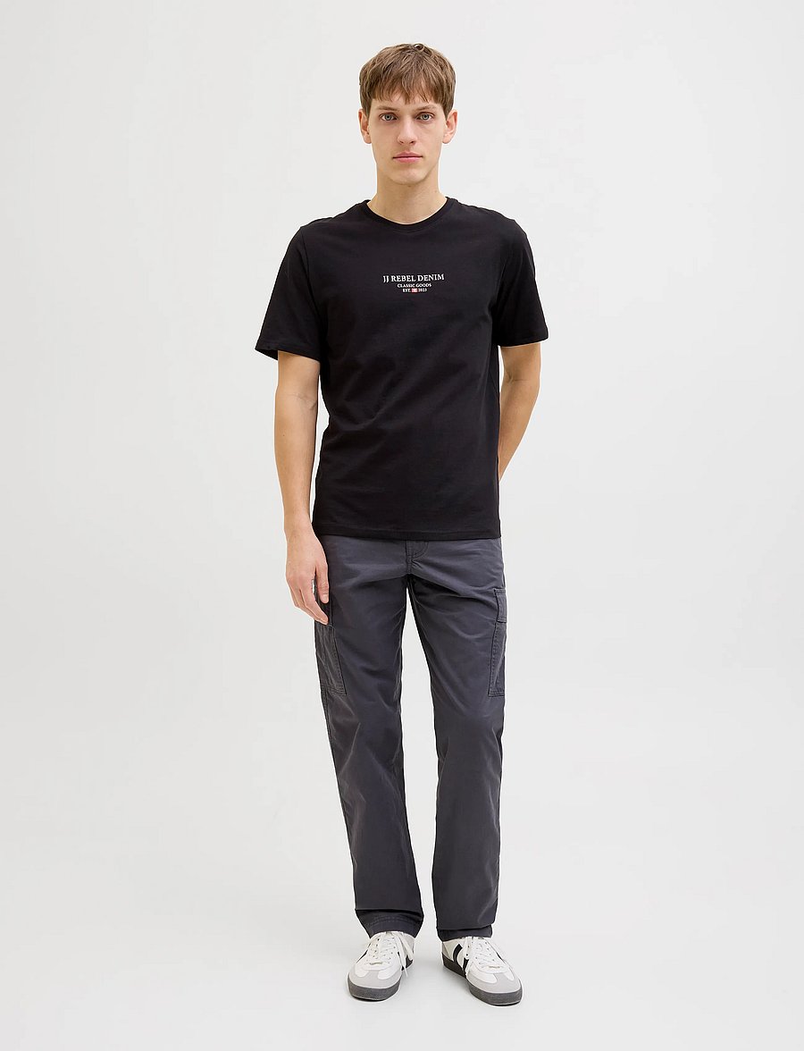 JJ REBEL - JREBJEANS REBEL PRINT TEE SS O-NECK SN - lühikeste varrukatega t-särgid - black - 4