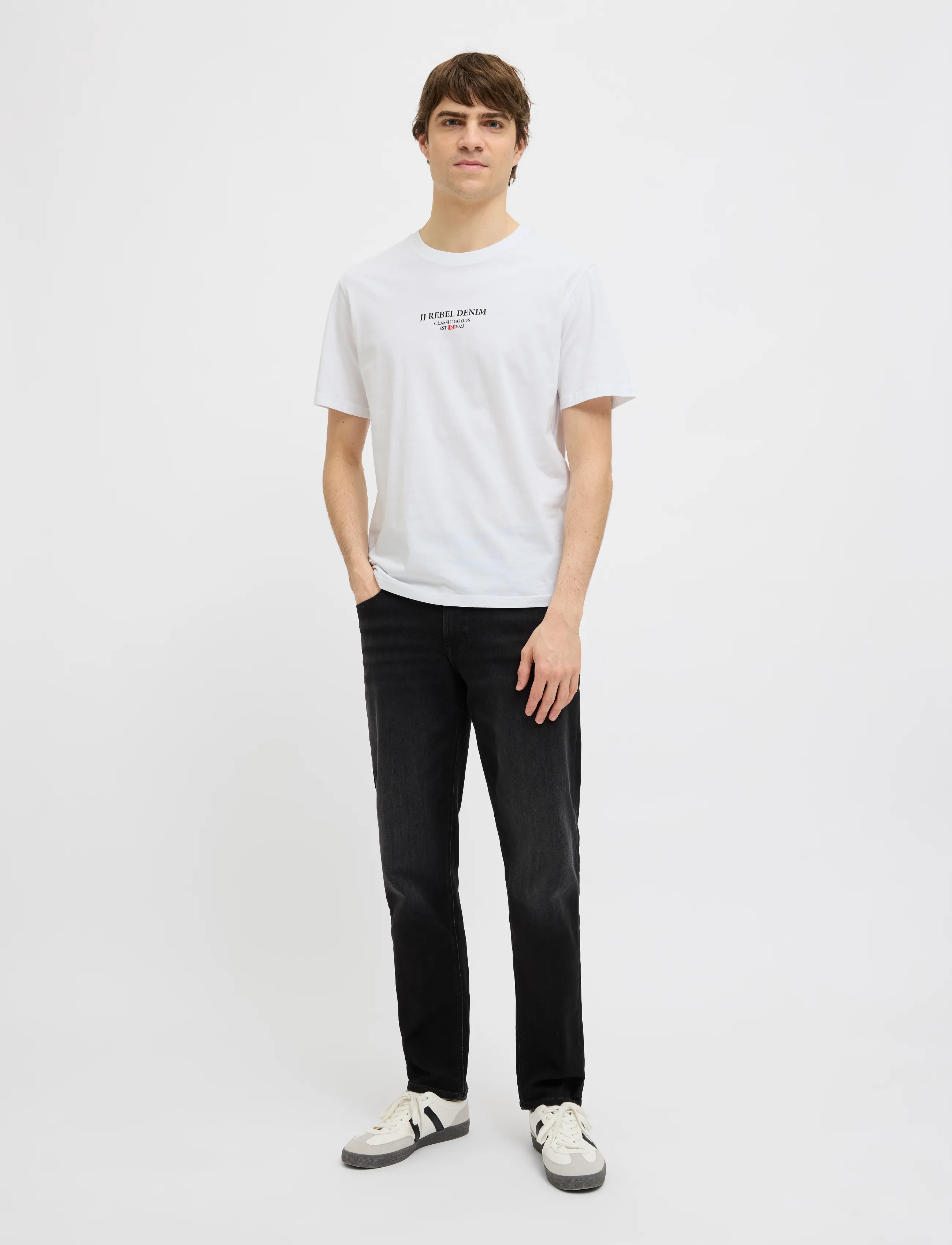 JJ REBEL - JREBJEANS REBEL PRINT TEE SS O-NECK SN - najniższe ceny - white - 4
