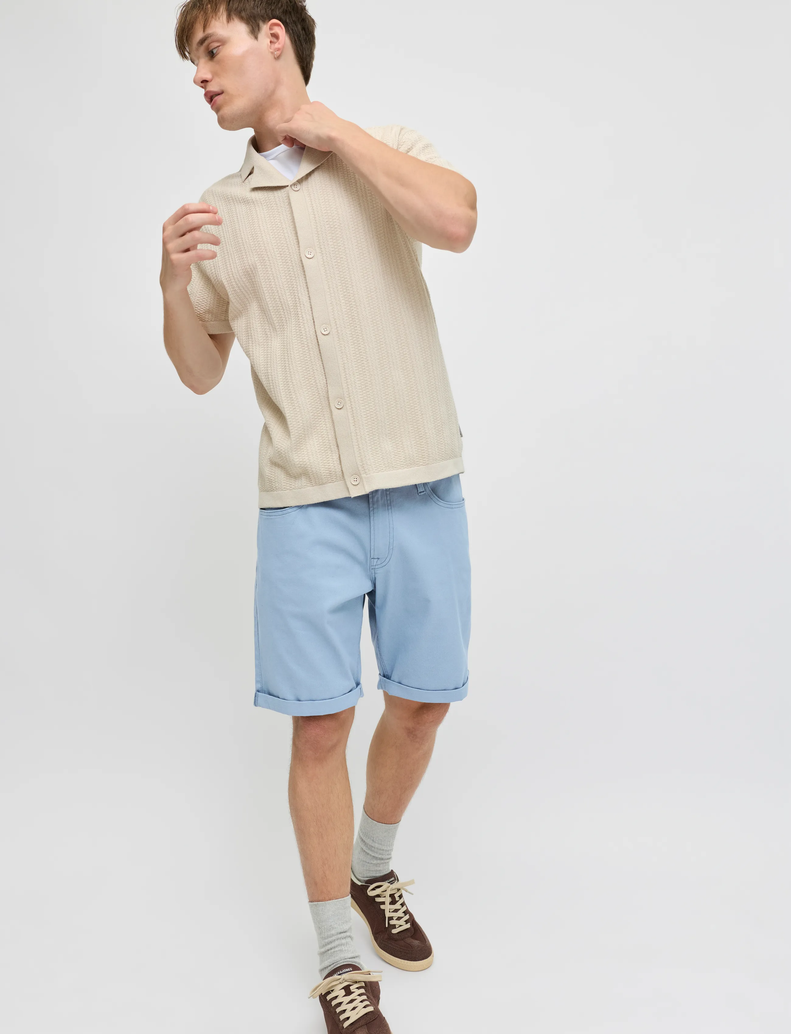 JJ REBEL - JREBFIVERS 5-POCKET SHORT SRT - faded denim - 5