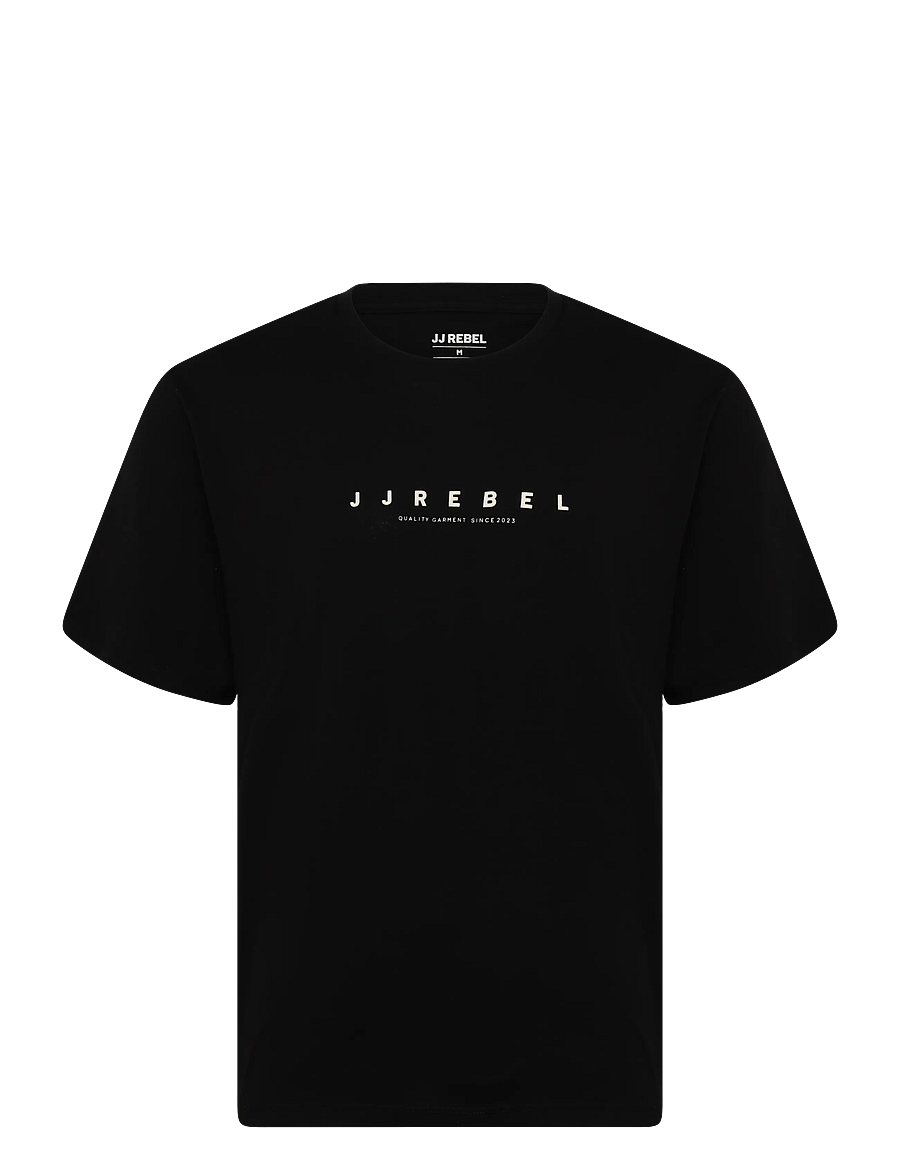 JJ REBEL - JREBROCKY LOGO TEE SS CREW NECK SN - lühikeste varrukatega t-särgid - black - 1