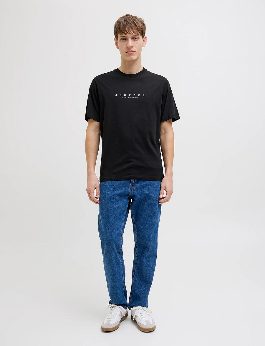 JJ REBEL - JREBROCKY LOGO TEE SS CREW NECK SN - lühikeste varrukatega t-särgid - black - 4