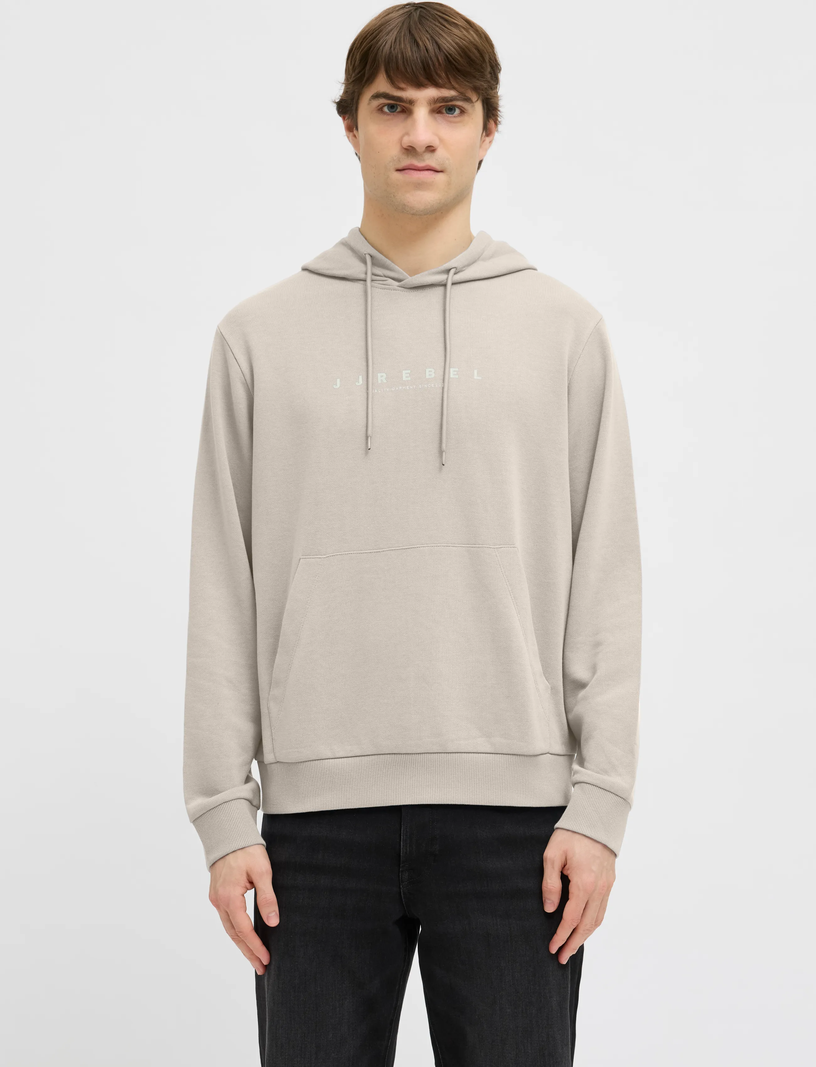 JJ REBEL JREBROCKY LOGO SWEAT HOOD SN - Clothing - MOONBEAM / cream
