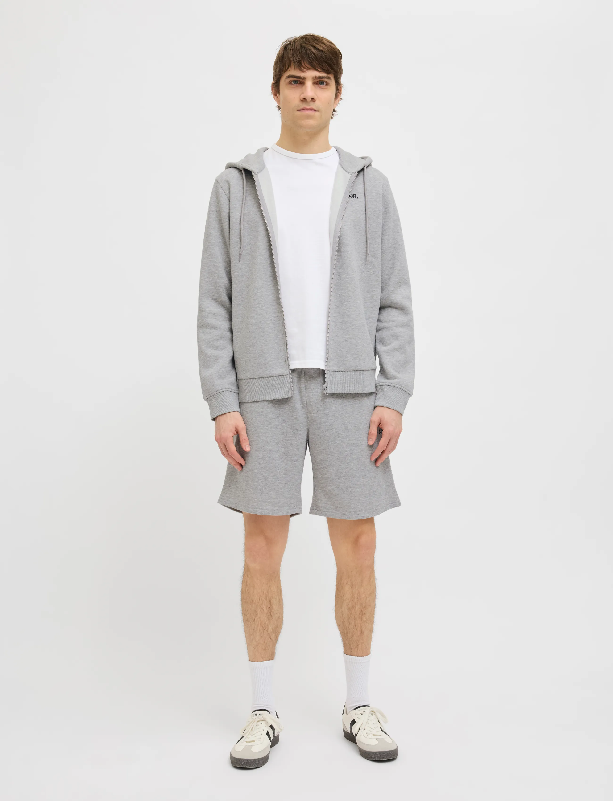 JJ REBEL - JREBGORM REG REBEL LOGO SWEAT SHORTS SN - alhaisimmat hinnat - light grey melange - 4