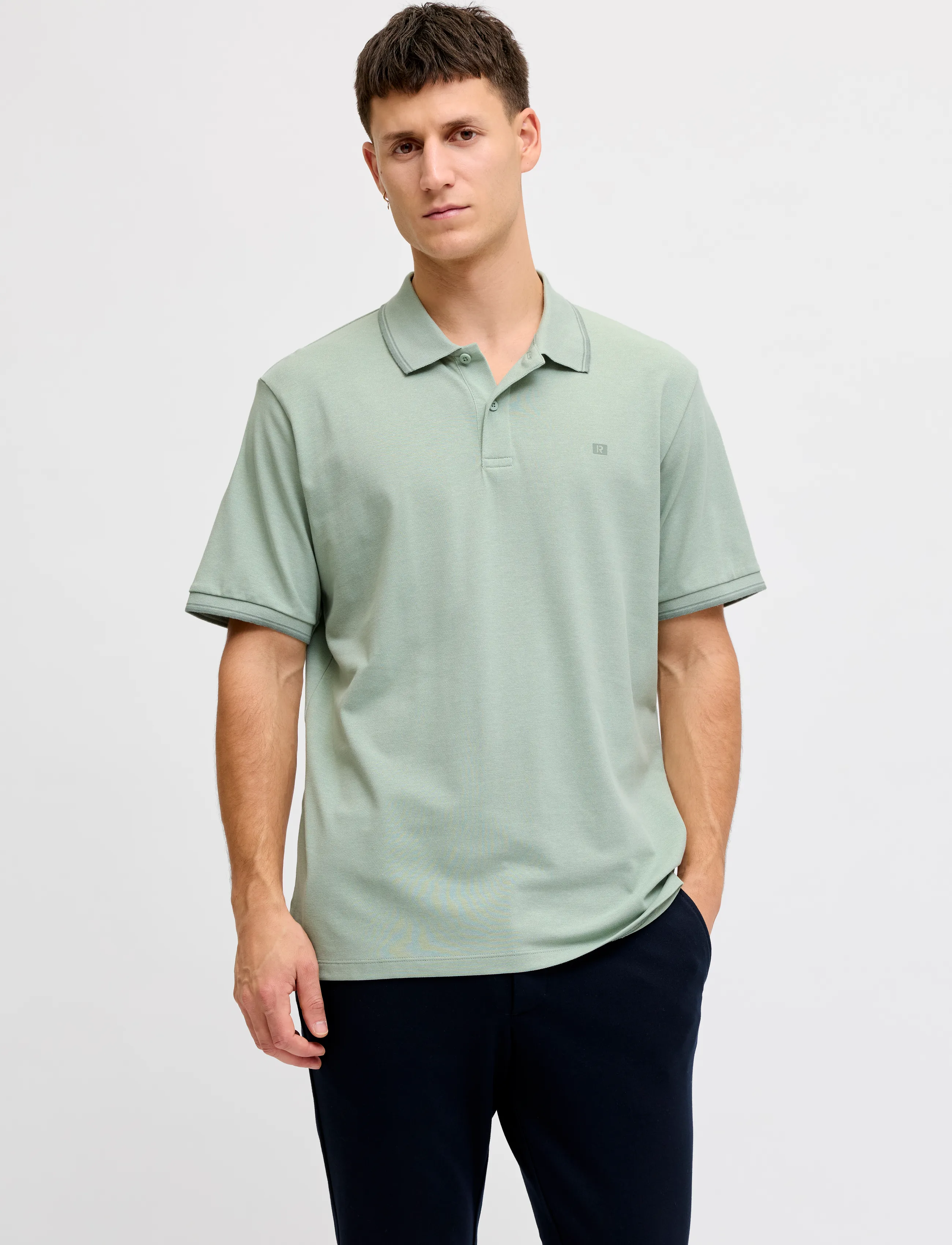JJ REBEL JREBZELL POLO SS SN - JJ REBEL - AQUA GRAY / green