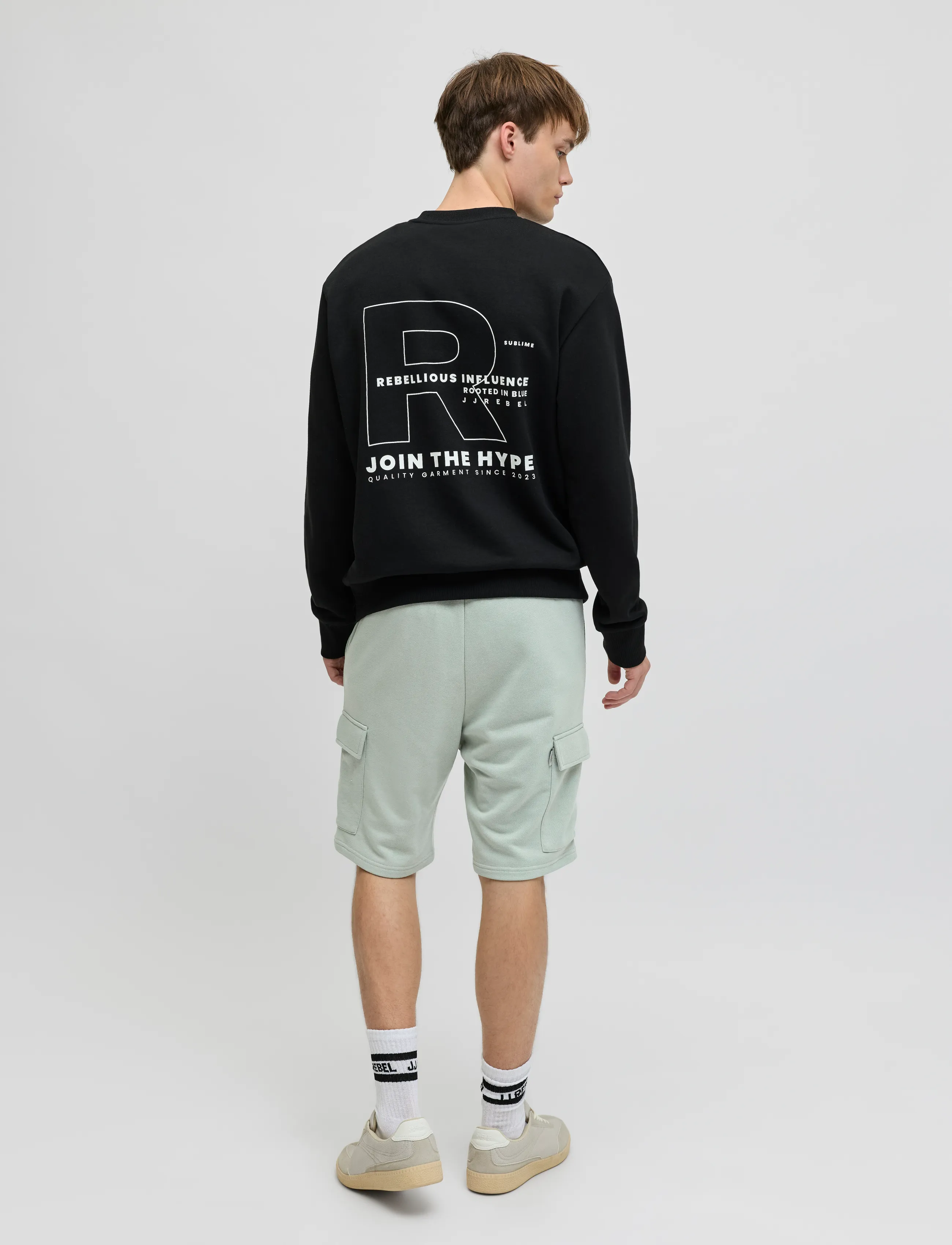 JJ REBEL - JREBGORM REG QUEST CARGO SWEAT SHORTS - cargo shorts - aqua gray - 3