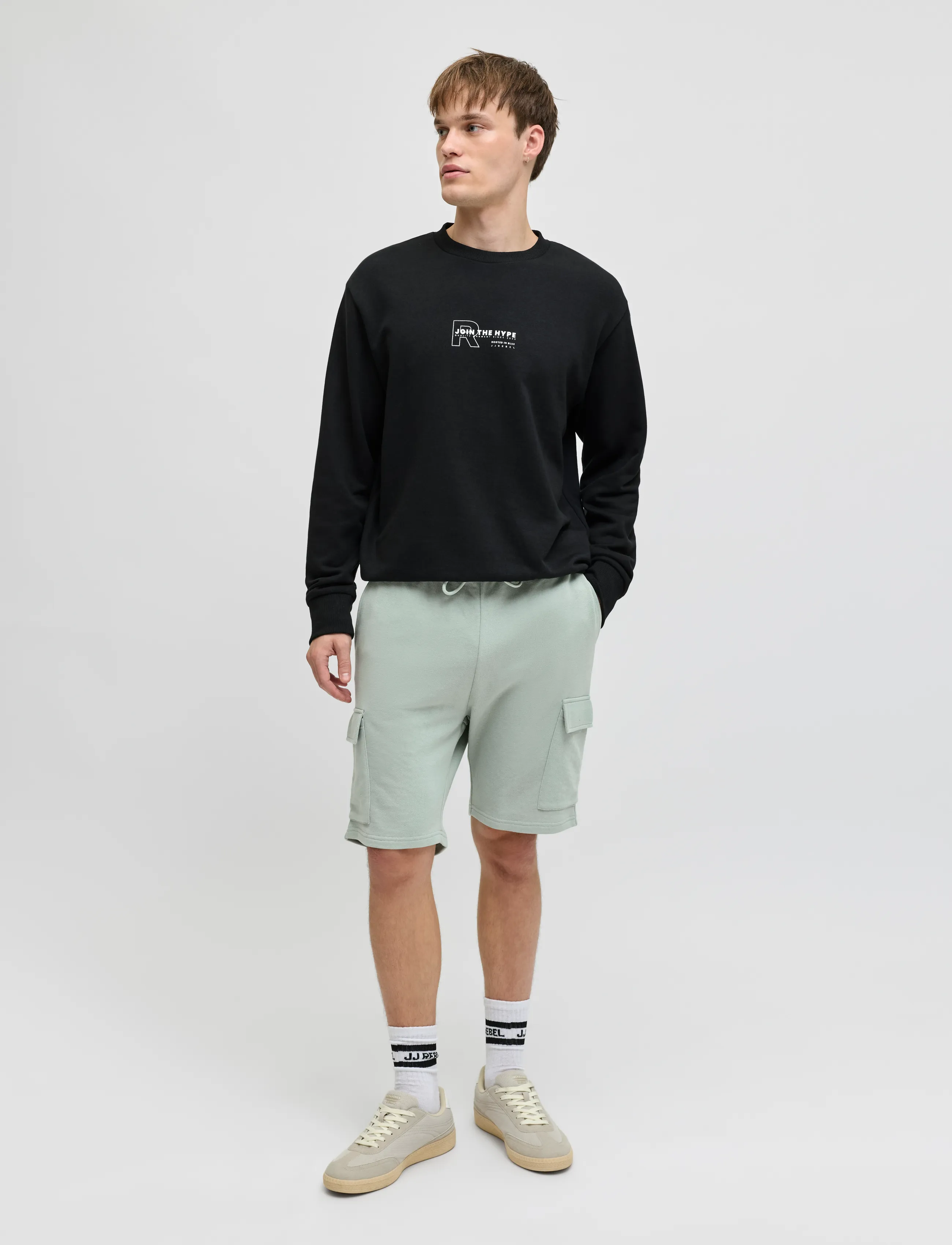 JJ REBEL - JREBGORM REG QUEST CARGO SWEAT SHORTS - cargo shorts - aqua gray - 4