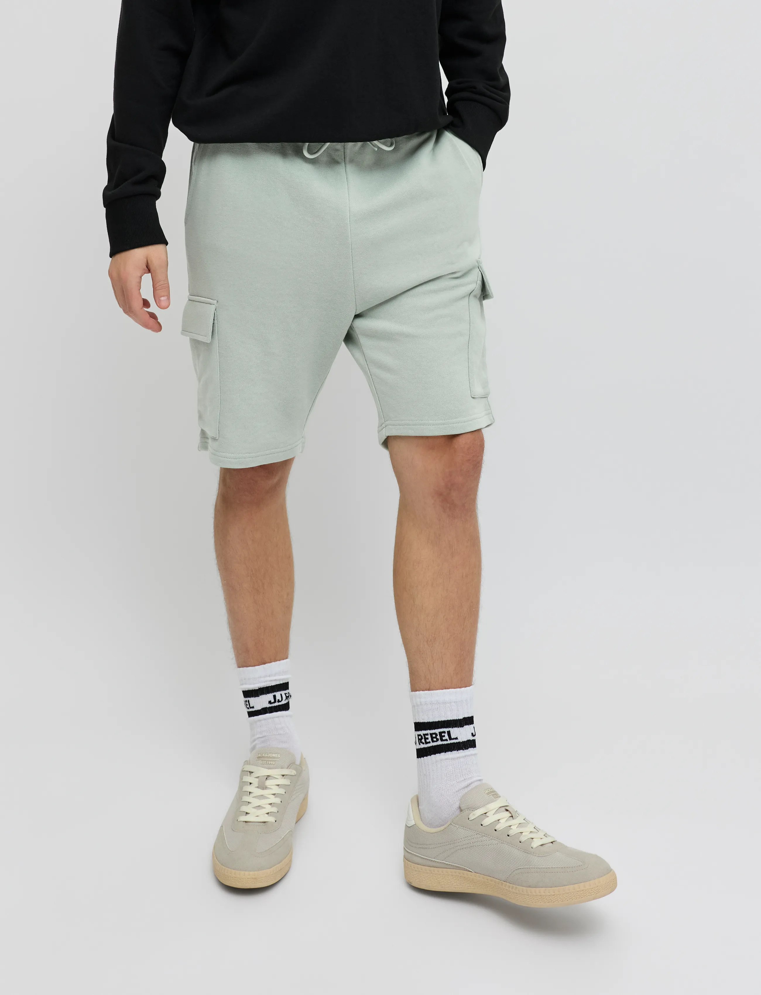 JJ REBEL - JREBGORM REG QUEST CARGO SWEAT SHORTS - cargo shorts - aqua gray - 5