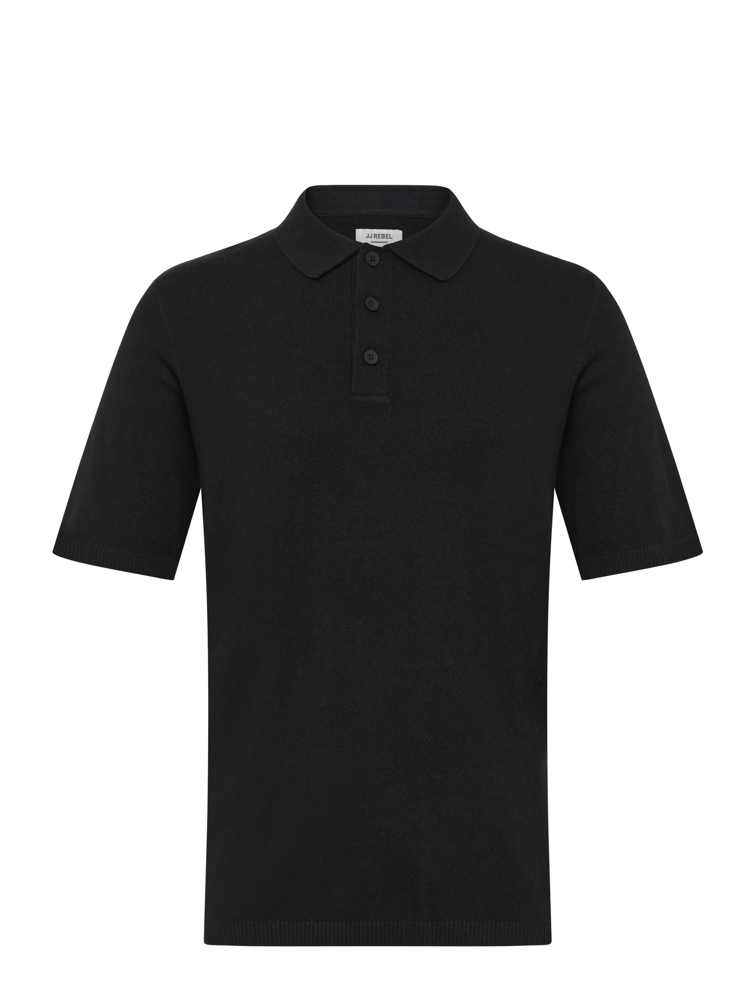 JJ REBEL JREBCALLUM KNIT POLO SS SN - Pikéer - BLACK / black