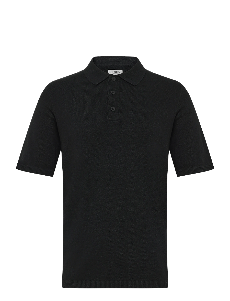 JJ REBEL - JREBCALLUM KNIT POLO SS SN - kootud polosärgid - black - 1