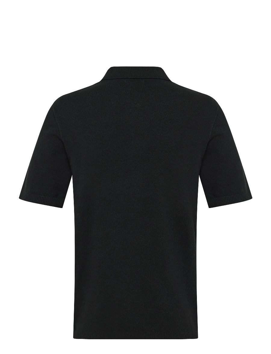 JJ REBEL - JREBCALLUM KNIT POLO SS SN - kootud polosärgid - black - 2