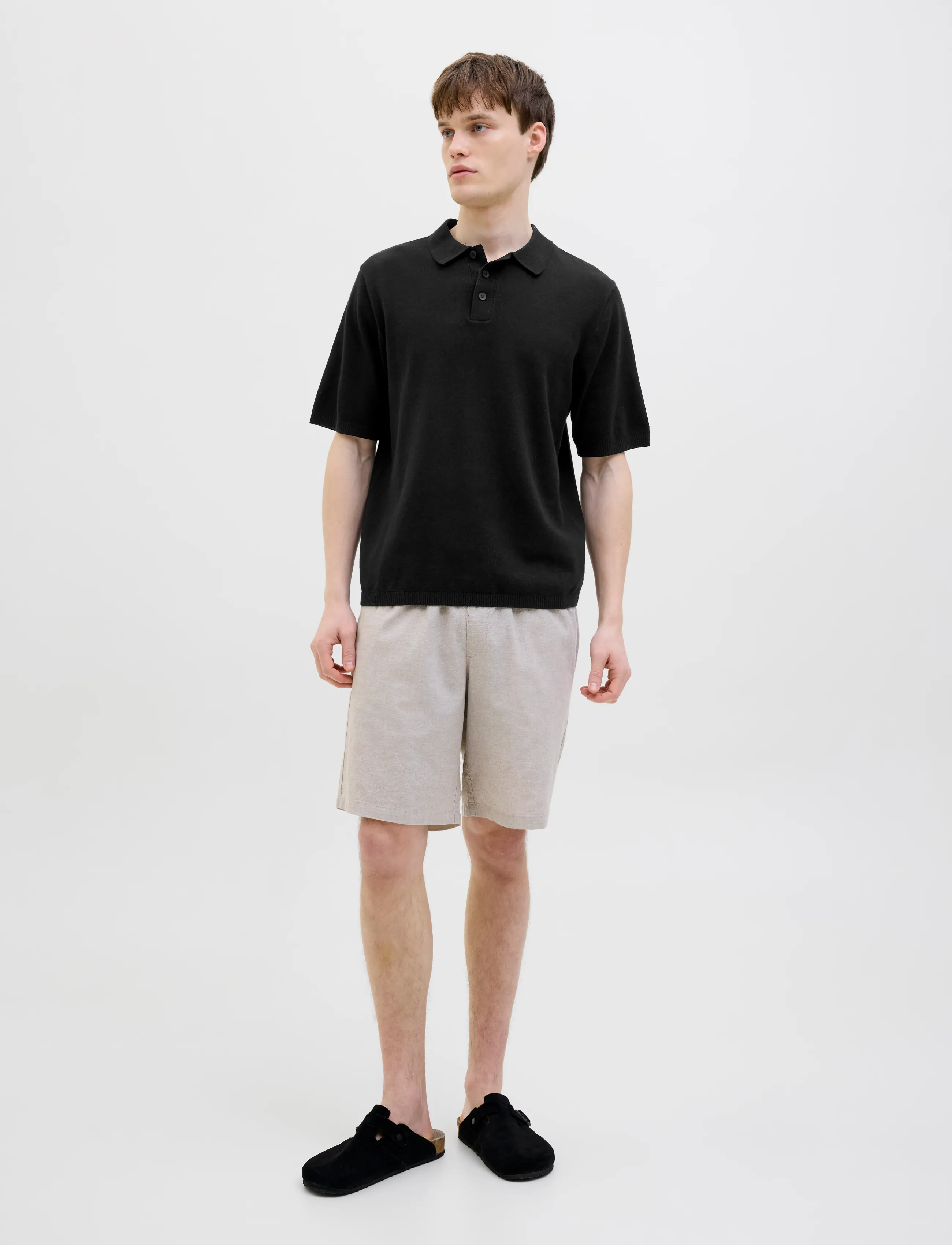 JJ REBEL - JREBCALLUM KNIT POLO SS SN - laveste priser - black - 4