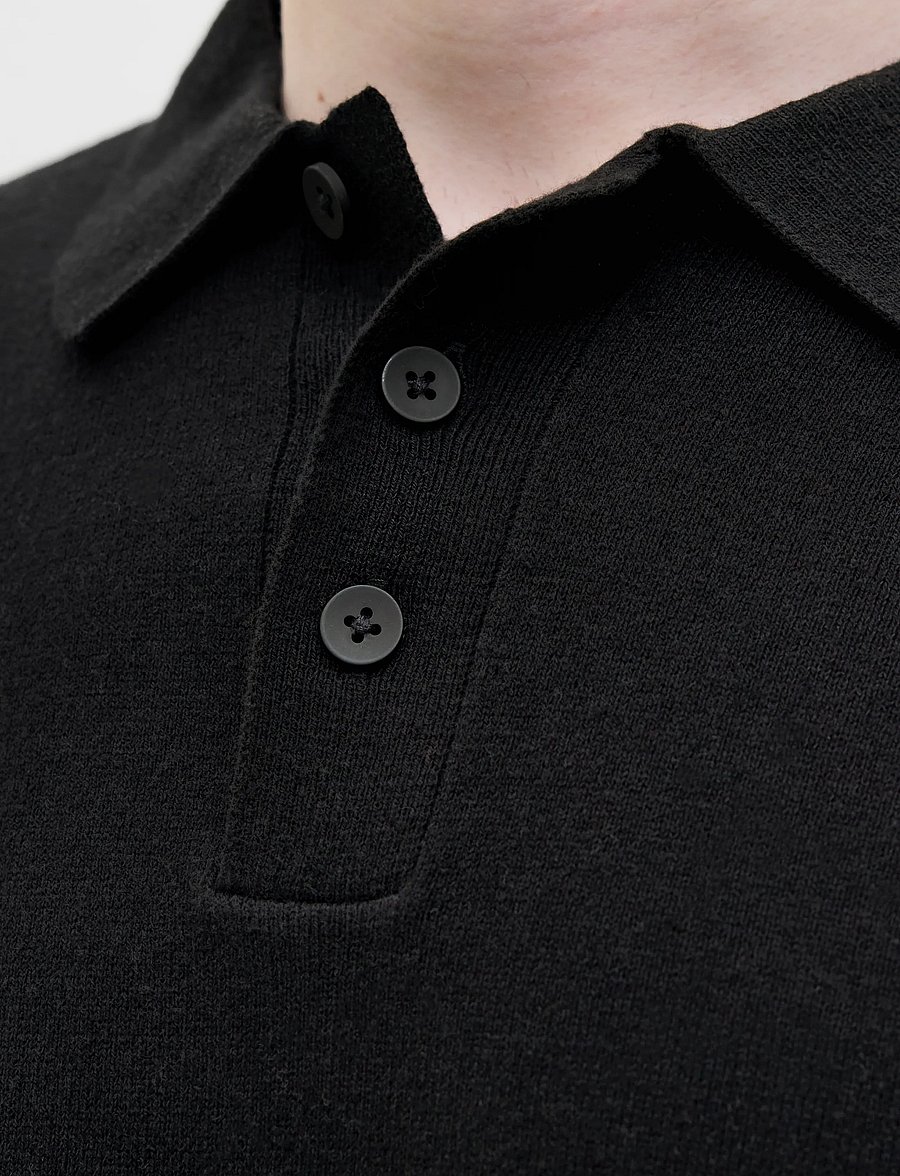 JJ REBEL - JREBCALLUM KNIT POLO SS SN - kootud polosärgid - black - 5