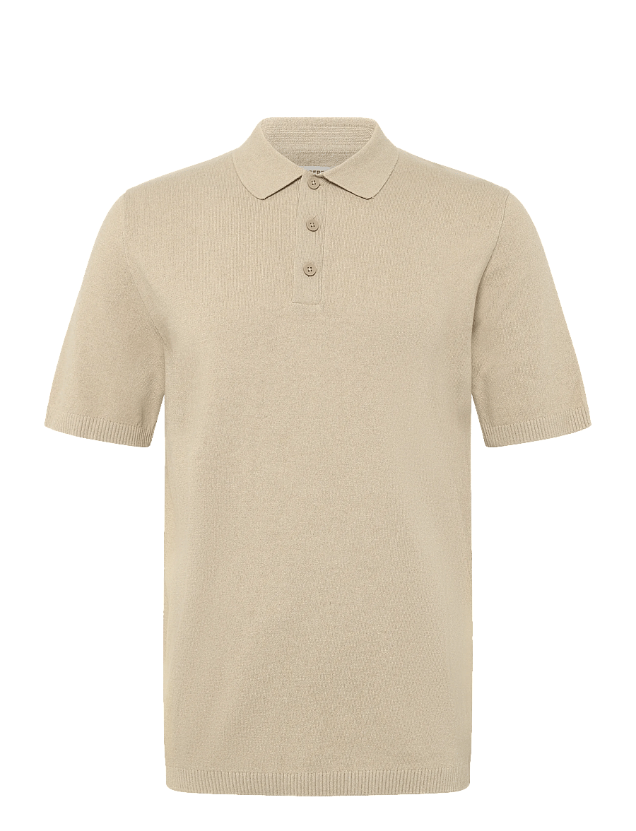 JJ REBEL - JREBCALLUM KNIT POLO SS SN - kootud polosärgid - crockery - 1
